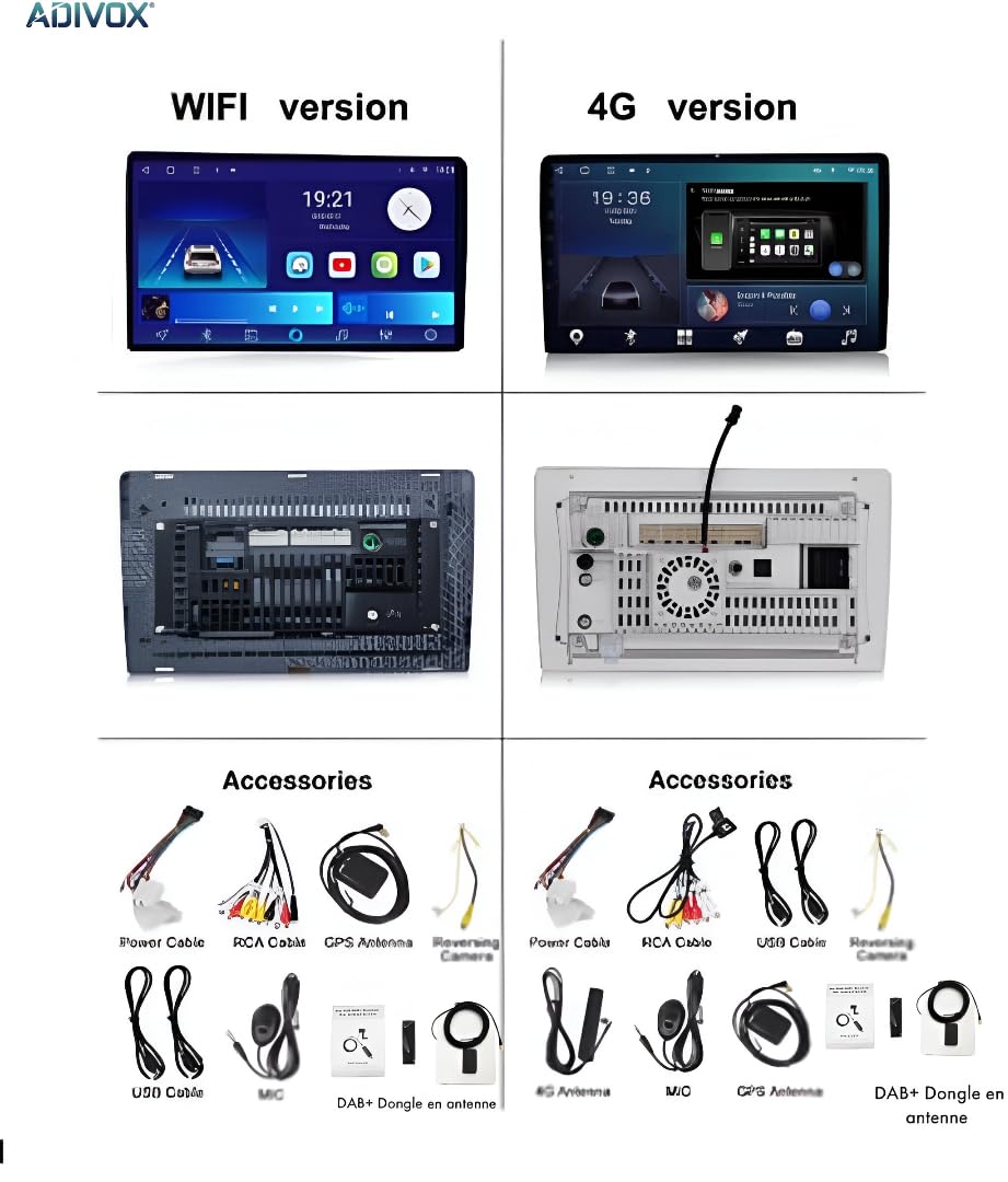 Car radio Android 14 - Toyotta Camry 2015-2017, Apple CarPlay and Android Auto, touch tactile 9 channels, multimedia system HD without film | Wi-Fi, RDS, DAB+ (T4 (4 GB/64 GB) 8 cœurs 5G QLED)