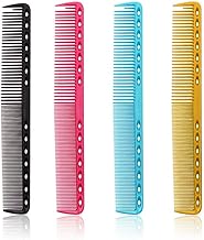 4 Pack Carbon Fiber Double End Combs (Black + Blue + Pink + Light Yellow)