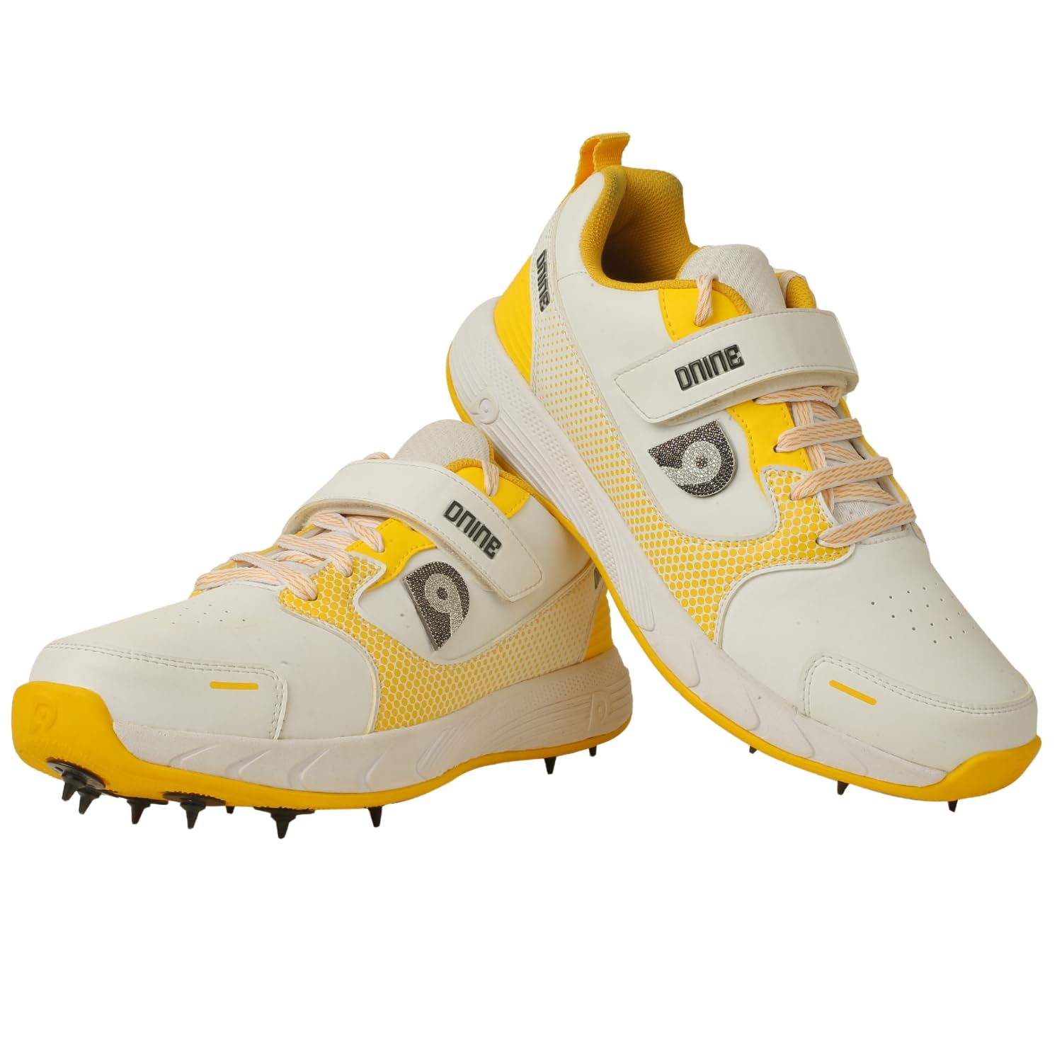 DNINE Kings-1 Mens Polyurethane (PU) Cricket Shoes with 1 Shoes Bag, 1 Cap and 1 Ankle Socks Free | White/Black/Yellow 11 UK (B0CJRSHGTW) Amazon Price History, Amazon Price Tracker