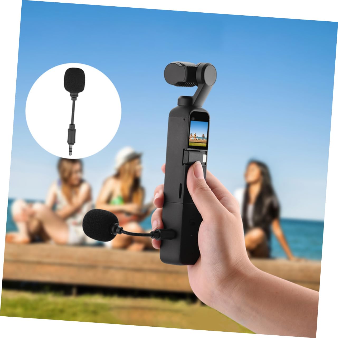 BESTonZON Portable Microphone for Mini Mic with Windscreen Compatible with DJI Lightweight and Easy to Use for Vlogging and Streaming