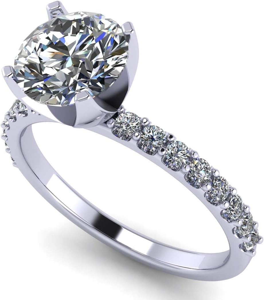 NANA Jewels 1.00ct to 4.00ct Simulated Diamond Engagement Ring Round Solitaire Sterling Silver
