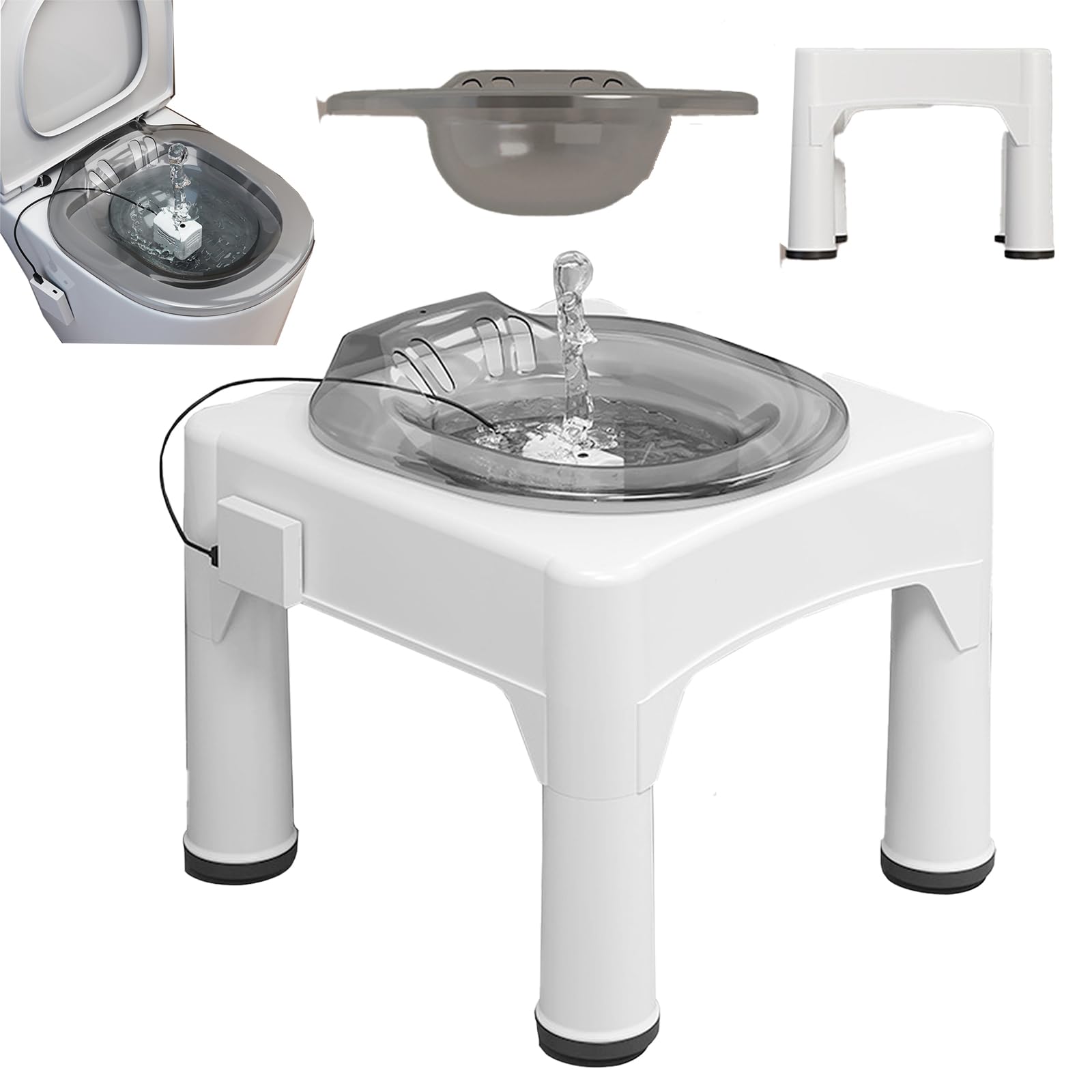 Bain De SièGe Pour Toilettes, Bain De SièGe éLectrique Avec Tabouret Bain De SièGe Amovible Pour HéMorroïDes Soins Post-Partum Femmes Enceintes Et Personnes âGéEs (Piles Non Incluses)