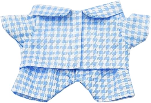 niannyyhouse 10cm 15cm 20cm Plush Doll Clothes Shirt Pants Multi-Color Plaid Pajama Set Doll Dressup Blue, 20cm