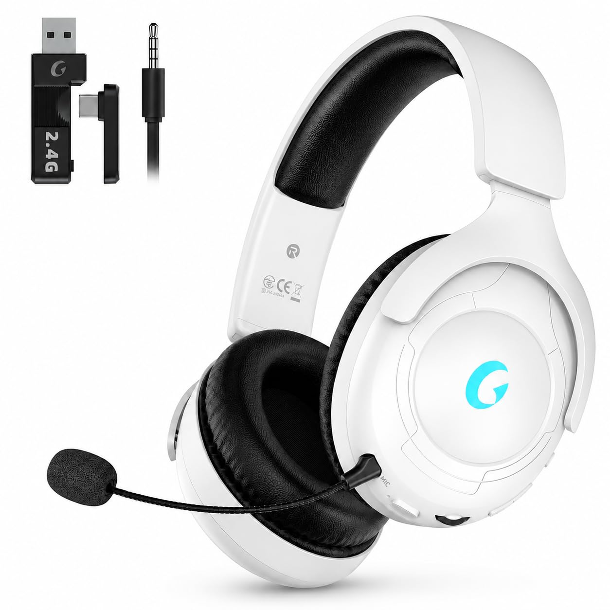 新品✨Gvyugke ゲーミングヘッドセット ワイヤレス 4WAY接続 ホワイト Amazon.co.jp: Gvyugke ゲーミングヘッドセット 2.4G USB/Type-C