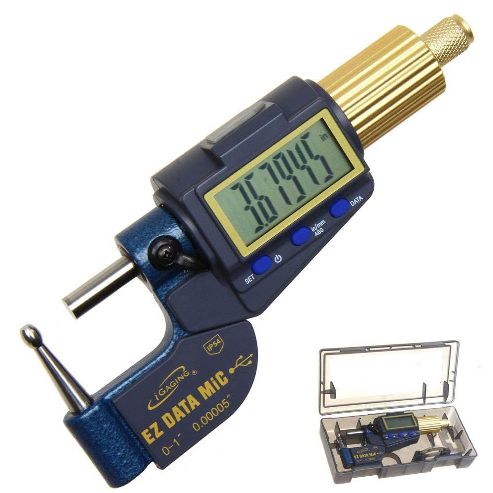 iGagingReloading Micrometer Tube Ball Spherical Anvil 0-1"/0.00005" Gunsmith X Large Display Gen 2