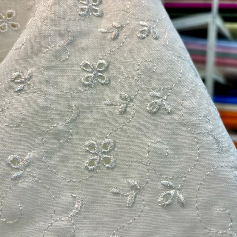 Amazon.com: Embroidered & Eyelet 100% Linen Fabric, Organic Design Fabric,  Linen Fabric for Shitt, Pants, Jacket, Dress