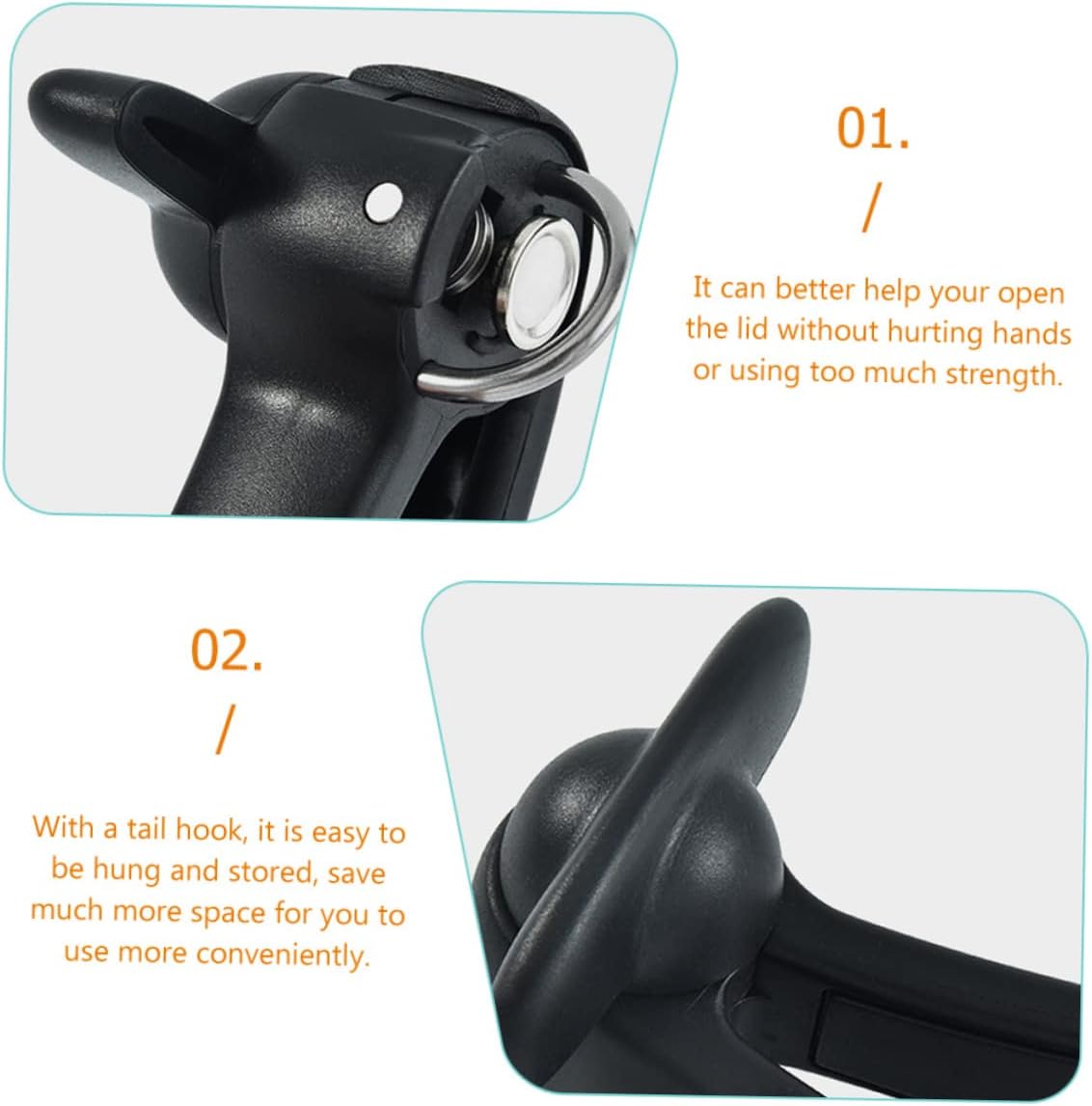 Manual Can Opener Tool Jar Lid Remover Household Kitchen Gadget Space-saving Design Efficient Can Opening