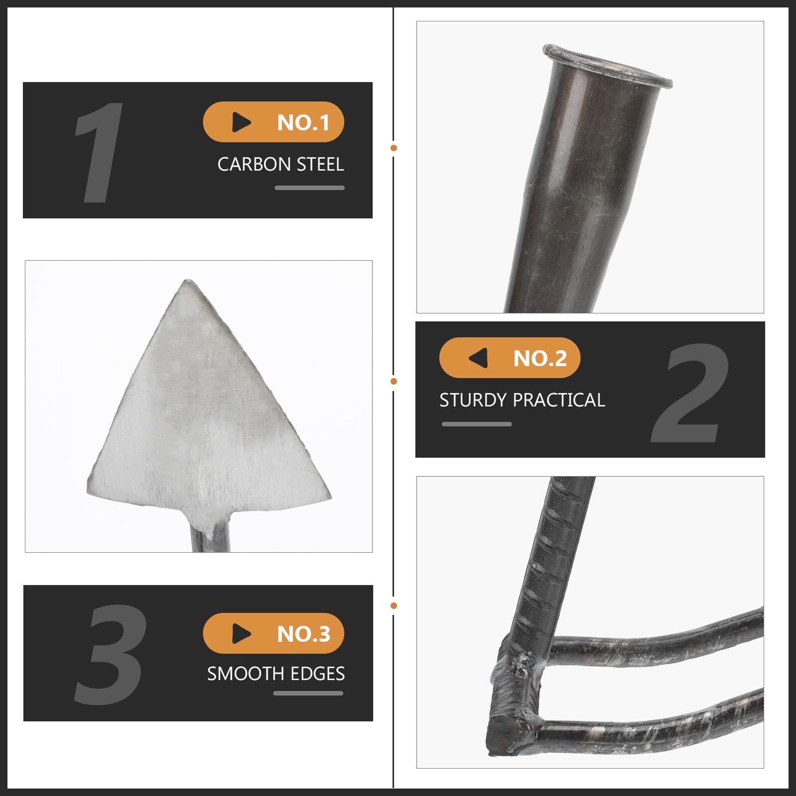Azada de Jardín Triangular de Acero al Carbono, Ligera y Cómoda para Cavar Tierra y Trabajar el Huerto en Jardinería