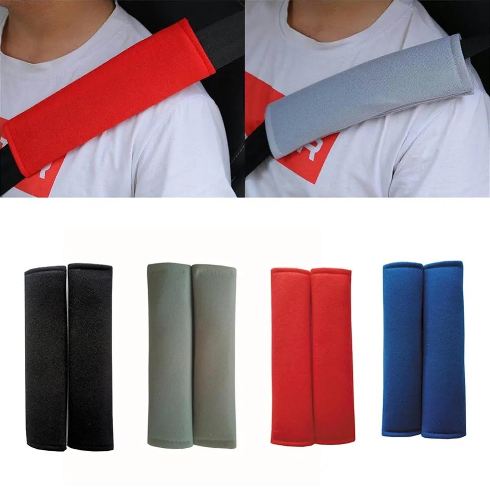 Protector Cinturon Coche Almohadillas universales for cinturón de seguridad de coche, almohadilla for correa de hombro, funda de cojín, Protector de cinturón de seguridad for adultos y niños, 1 par(Re