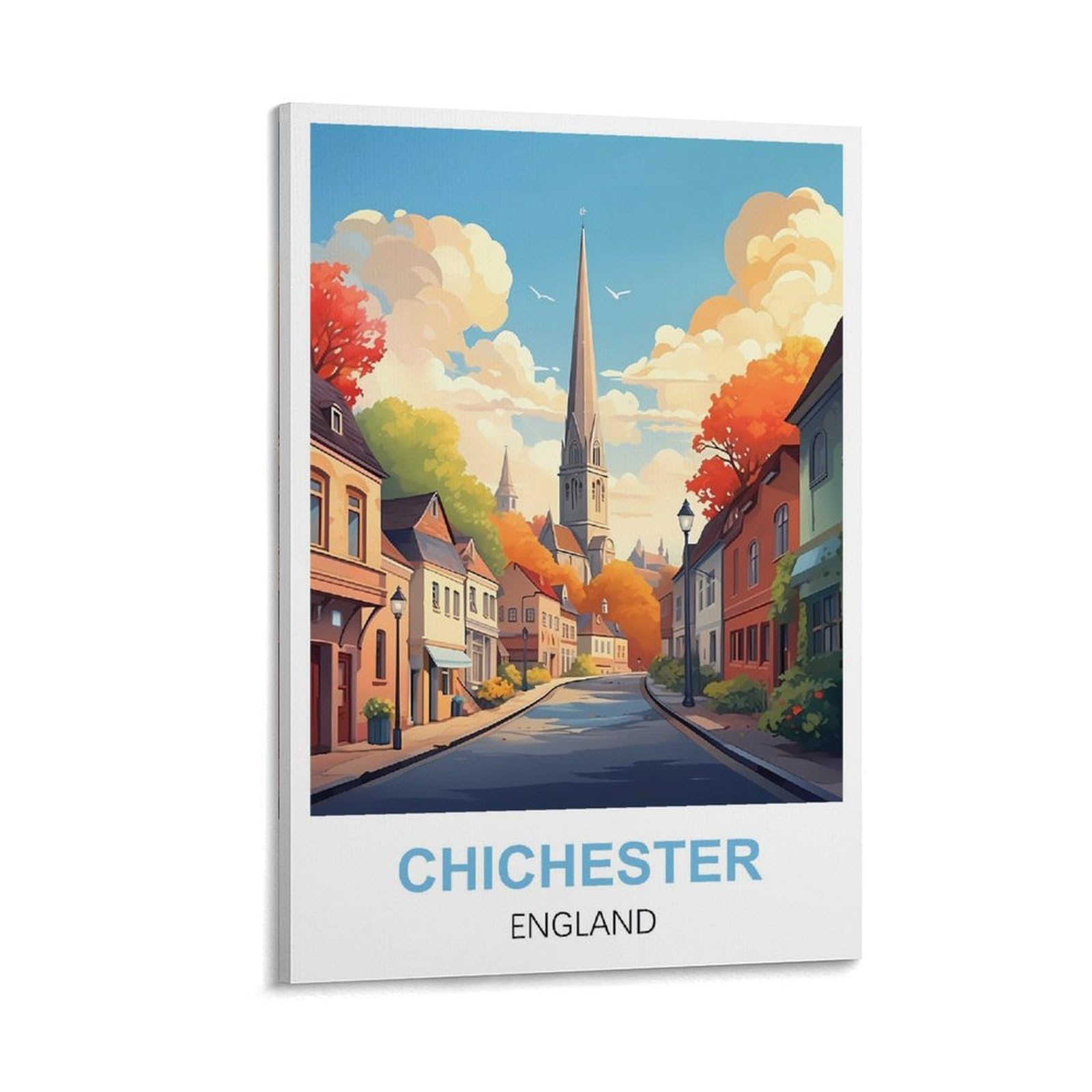CYYHGEE Vintage Travel Poster Chichester England 08x12inch(20x30cm) Canvas Poster Wall Art Living Room Home Decor