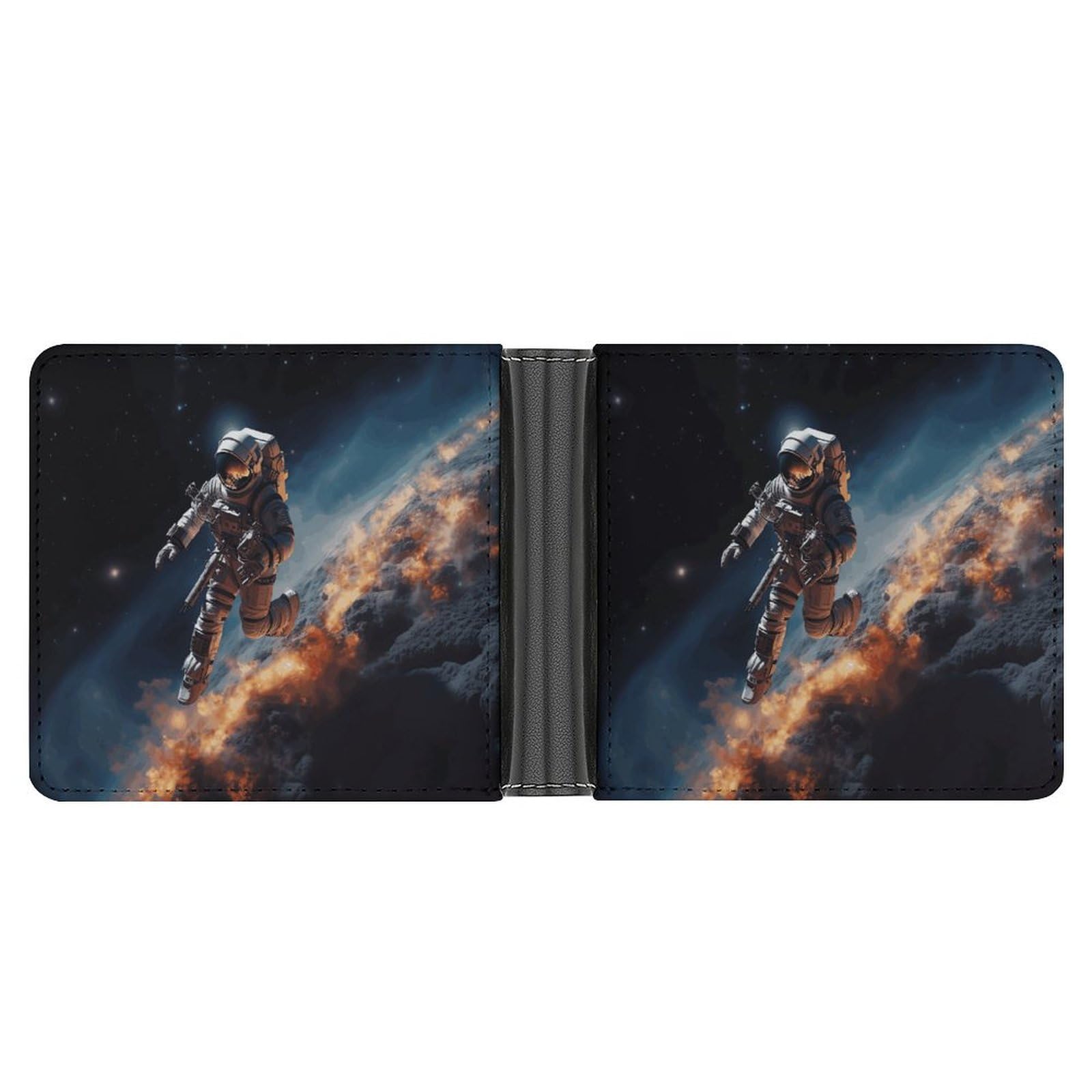 Portefeuille fin en cuir avec pince à billets motif astronaute - 8