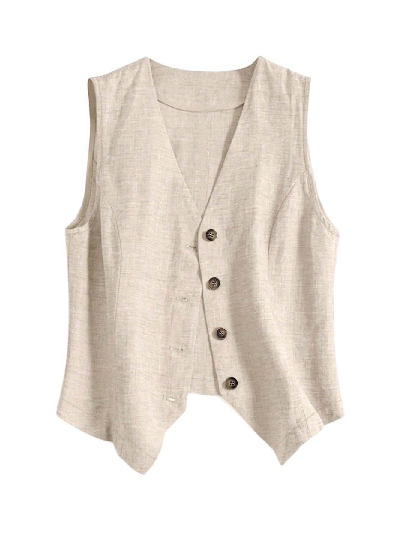 GORGLITTER Womens Button Down Vest Tops Casual Dressy Linen Sleeveless V Neck Trendy Business Vest Waistcoat
