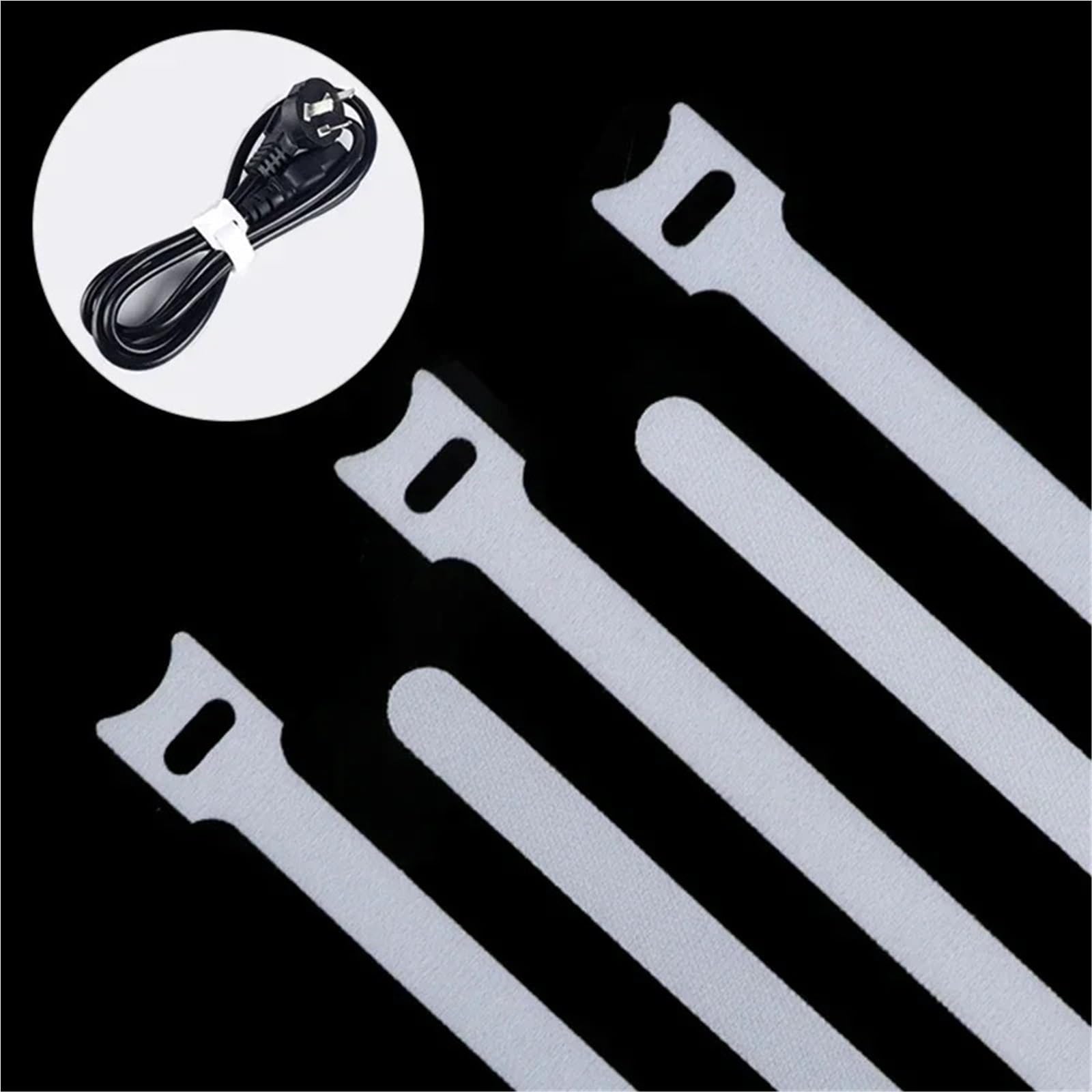 Lot de 60 à 6000 attaches de câble réutilisables en nylon pour casque audio USB Blanc