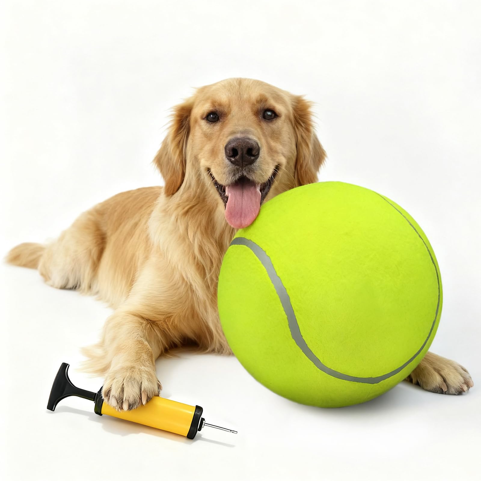 INSUM 9.5'' Giant Tennis Ball, Large Dog Toy Ball for Outdoor Play, Birthday for Large Dogs, Great for Exercise/Workouts (Deflated, Come with Pump)