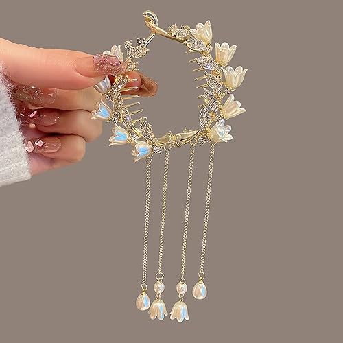 Miniatura 6 de Pinzas para el cabello con borlas largas con diamantes de imitación, pasadores de pelo de trigo con diamantes de imitación, accesorios para niñas y