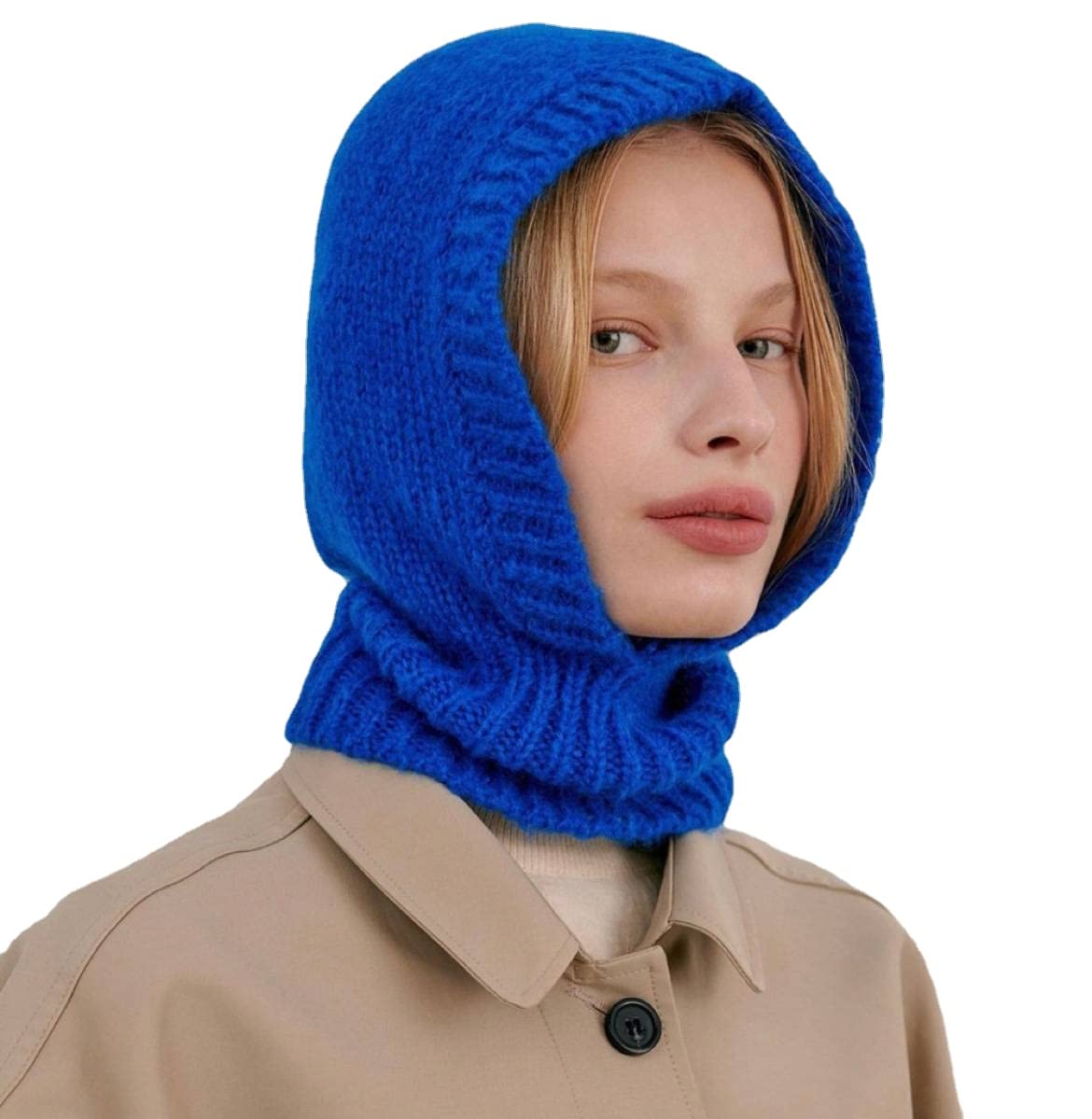 Winter Balaclava Blue Knit Beanie Hat Warm Ski Mask (Blue)