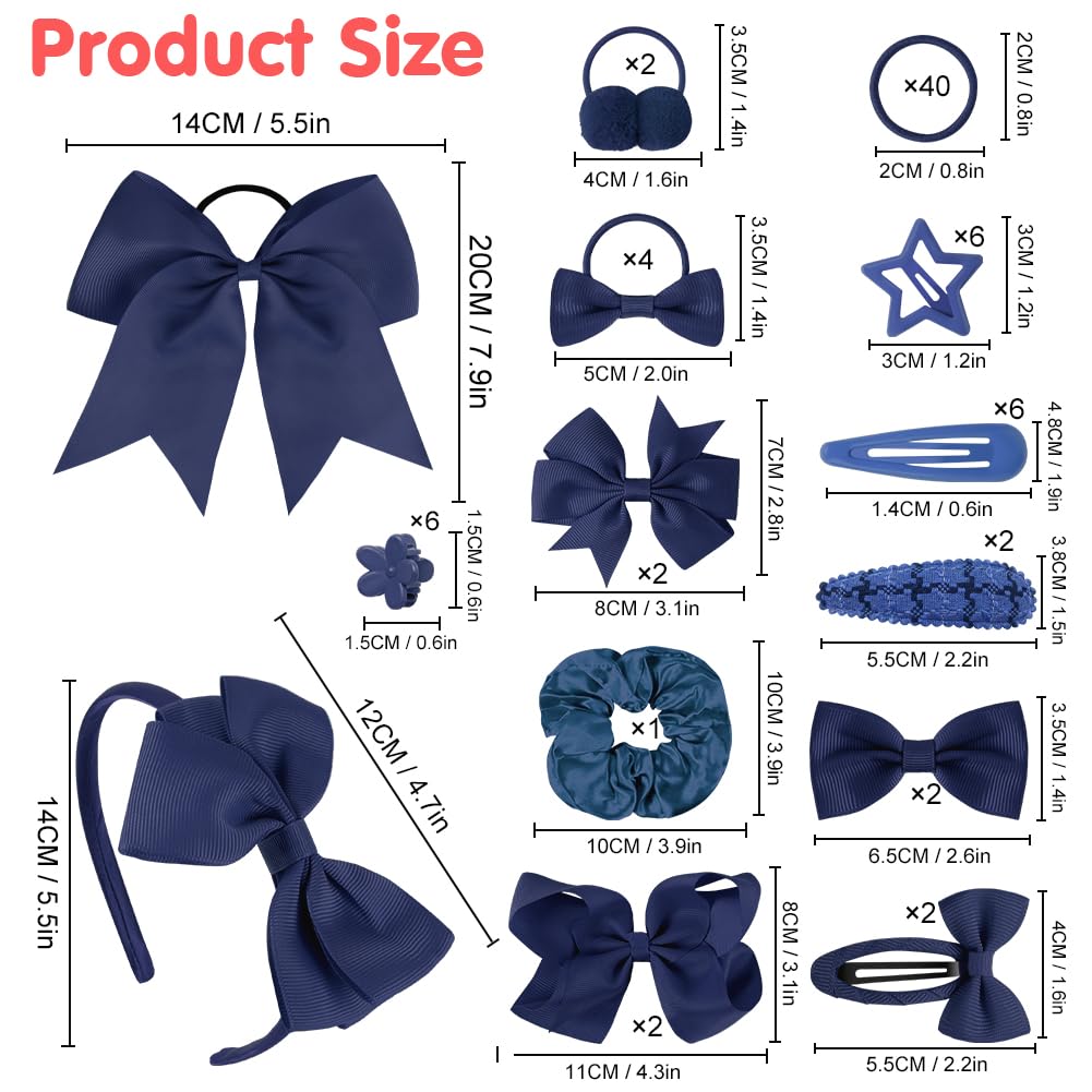 LOPHE 77 Pièces Bandeau à Noeud pour Enfants Pinces à Cheveux Ensemble de Bandeaux, Ensemble d'Accessoires pour Cheveux avec Décoration de Noeud, Adapté aux Cadeaux d'Anniversaire de Noël