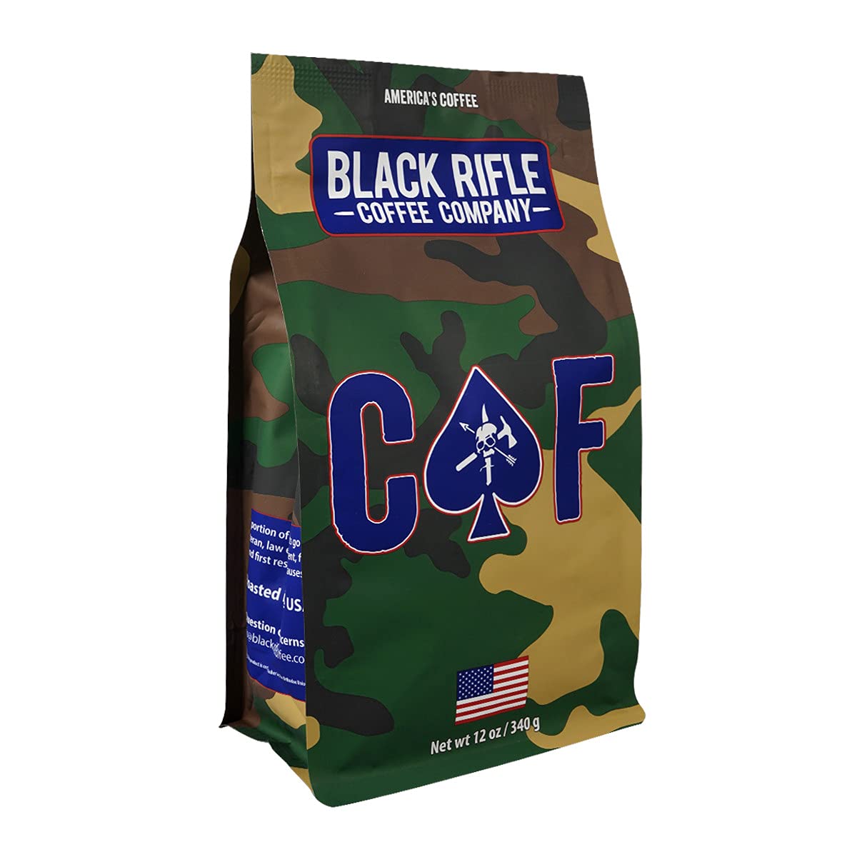 Black Rifle Coffee Company CAF, 12oz Bag, Ground Coffee Medium Roast - Roasted Blend Made from Arabica Beans - Colombian & Brazilian Beans - Veteran Founded & American Made