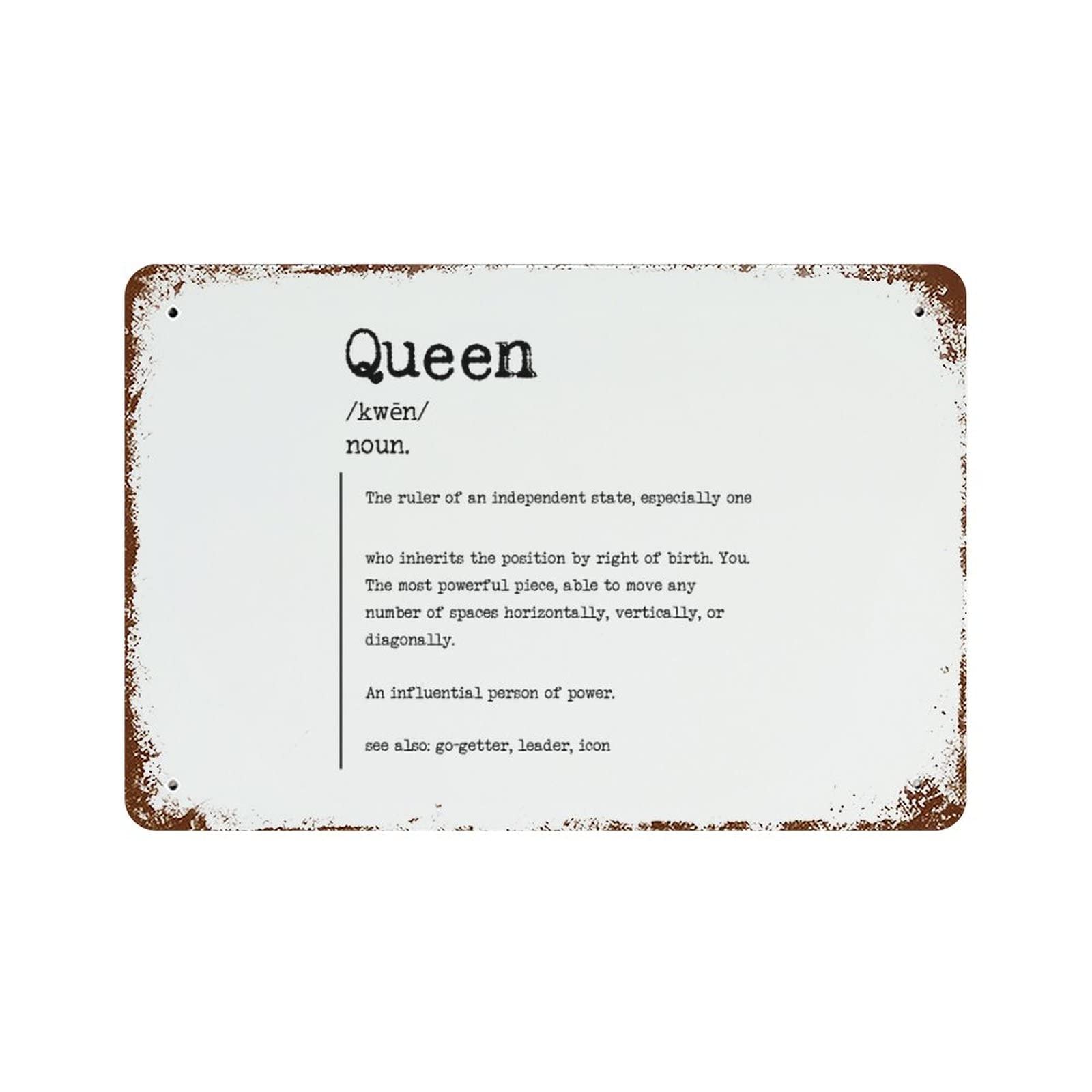 Panneau aluminium de jardin Queen Words plaque decorative pour garage