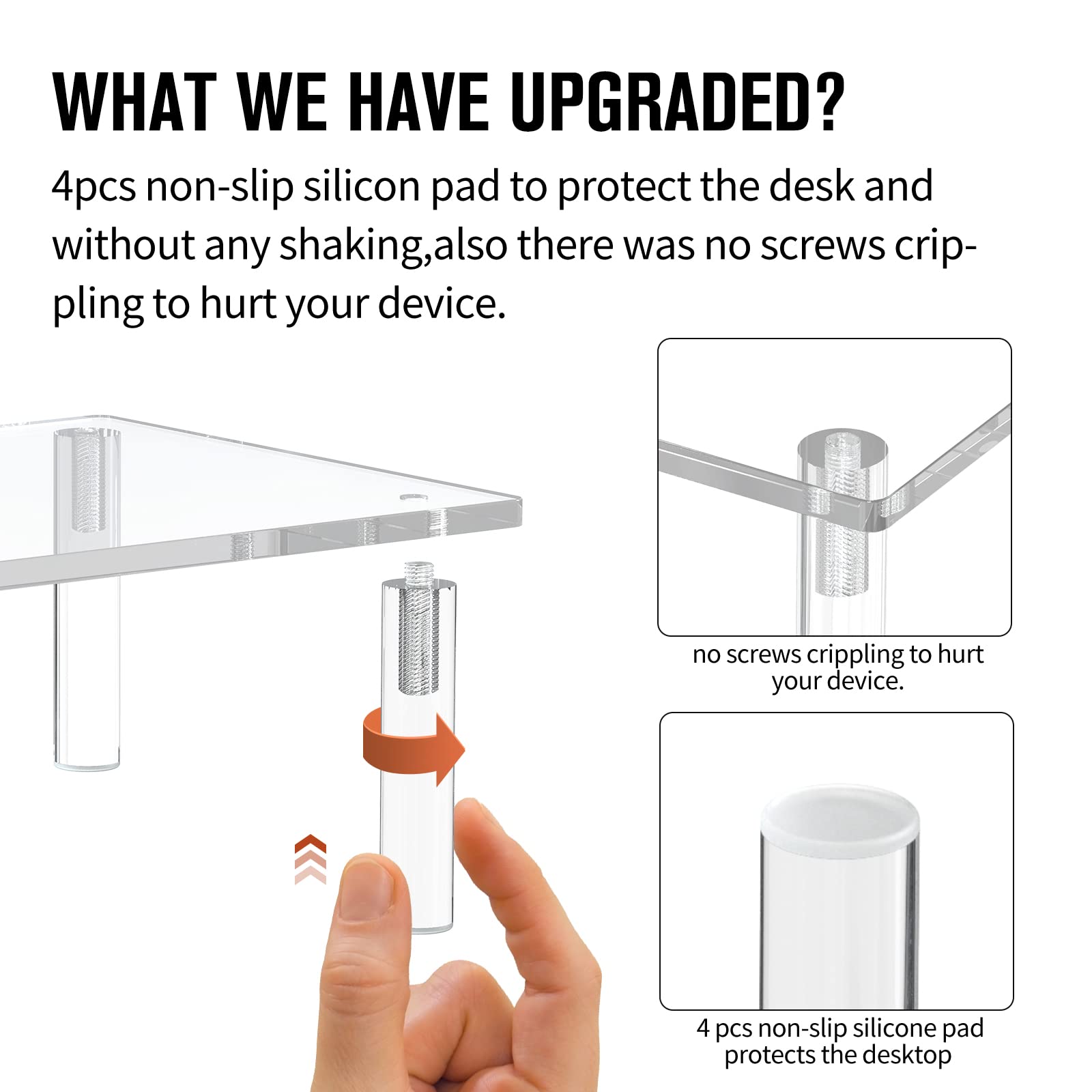 Snapklik.com : Dual Acrylic Computer Stands Riser Acrylic Clear Desktop ...