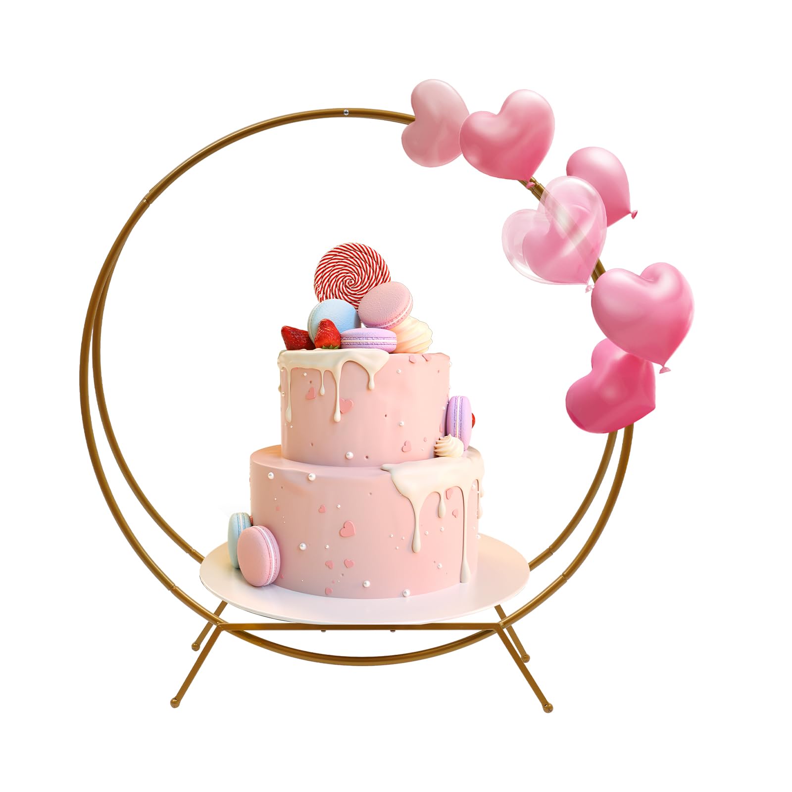 Soporte para tartas de 80 cm, con forma de arco, fruta, postre, decoración para fiestas, arco de flores, extraíble, fácil de transportar y reutilizable, globos, kit de presentación de alimentos,