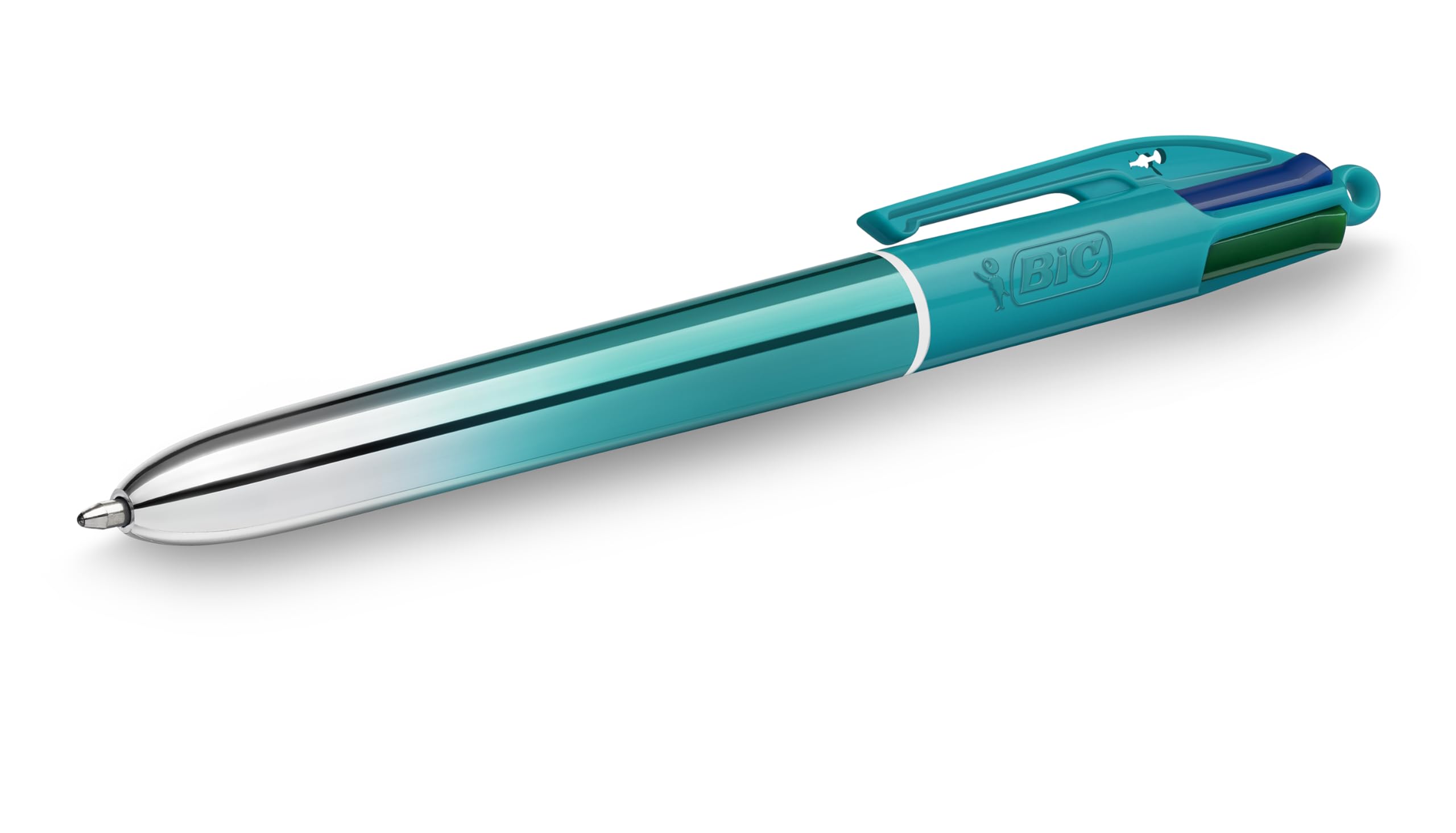 Penna sfera a scatto 4 Colori Smooth - 1.0 mm - fusto verde acqua - Bic - conf. 12 pezzi