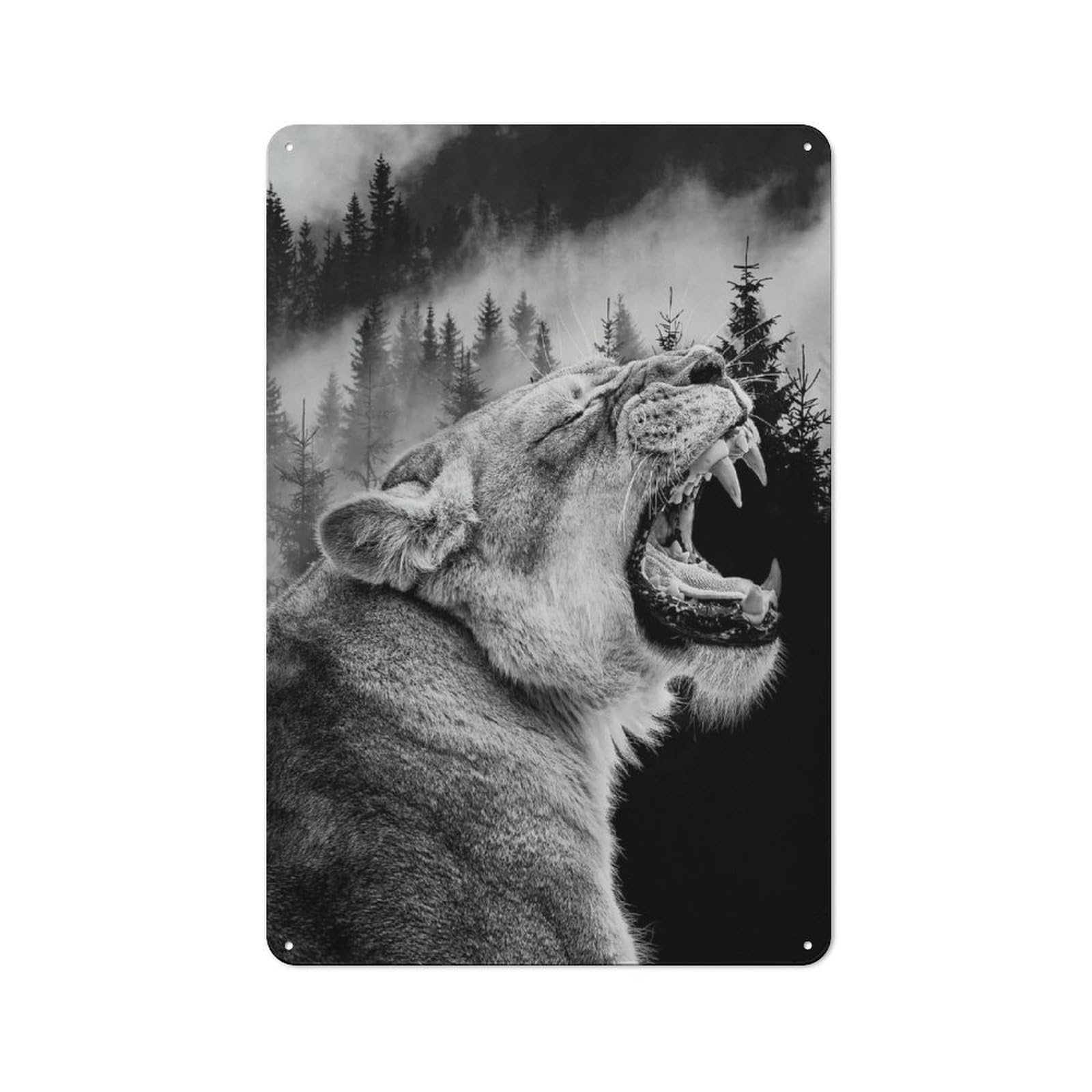 Vintage Angry Lion Metal Plaque 30x20cm, Kitchen Wall Decor for Restaurant, Kitchen, Counter Or Breakfast Nook