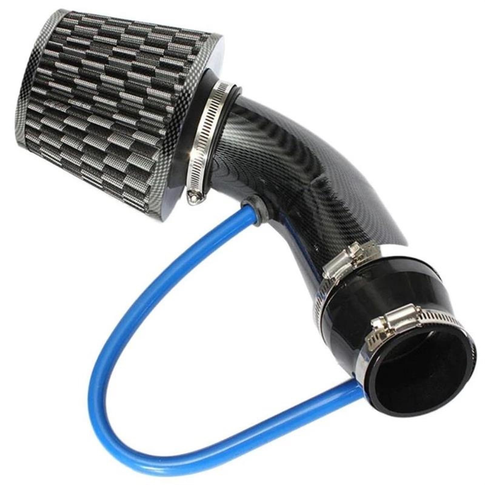 Kit Filtro Aspirazione Aria Fredda 76mm - Tubo In Alluminio A Imbuto Con Filtro - Per Modifiche Auto E Aumento Potenza Motore