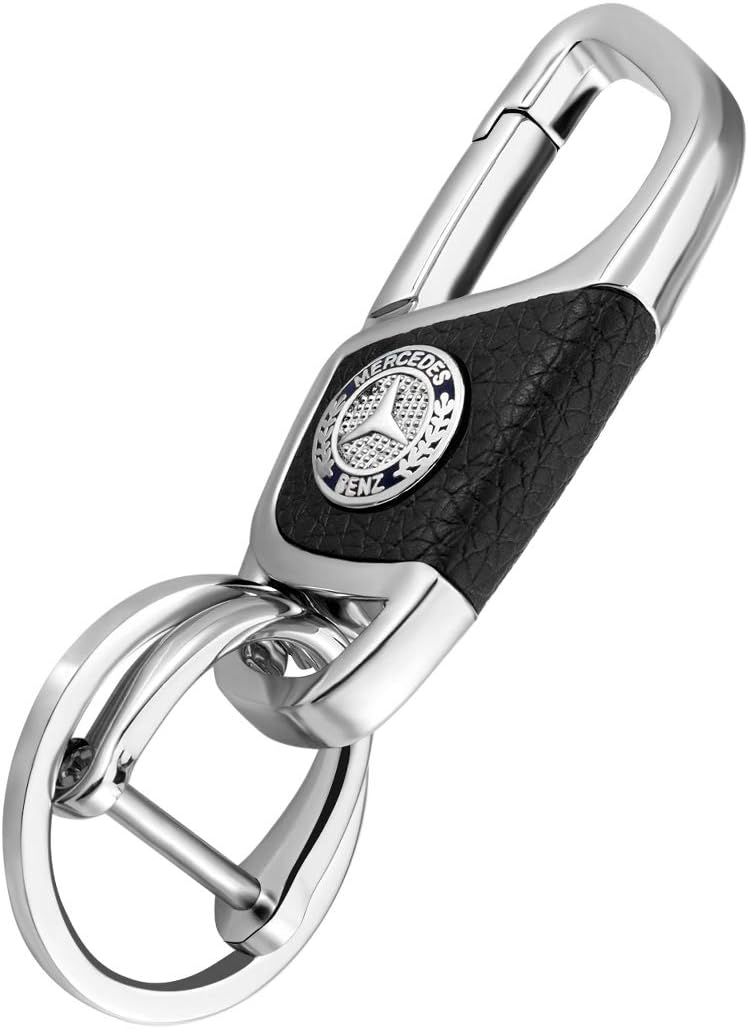DEWEST Car Keychain Replacement for Mercedes Benz Keyring, Car Fob Key Keychain Holder and Anti-Lost D-Ring for Men Women