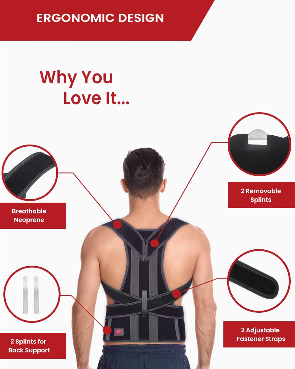 Hurmoya Back Brace Posture Corrector for Women and Men, Lower and Upper Back Pain Relief, Shoulder Straightener and Adjustable Full Back and Lumbar Support
