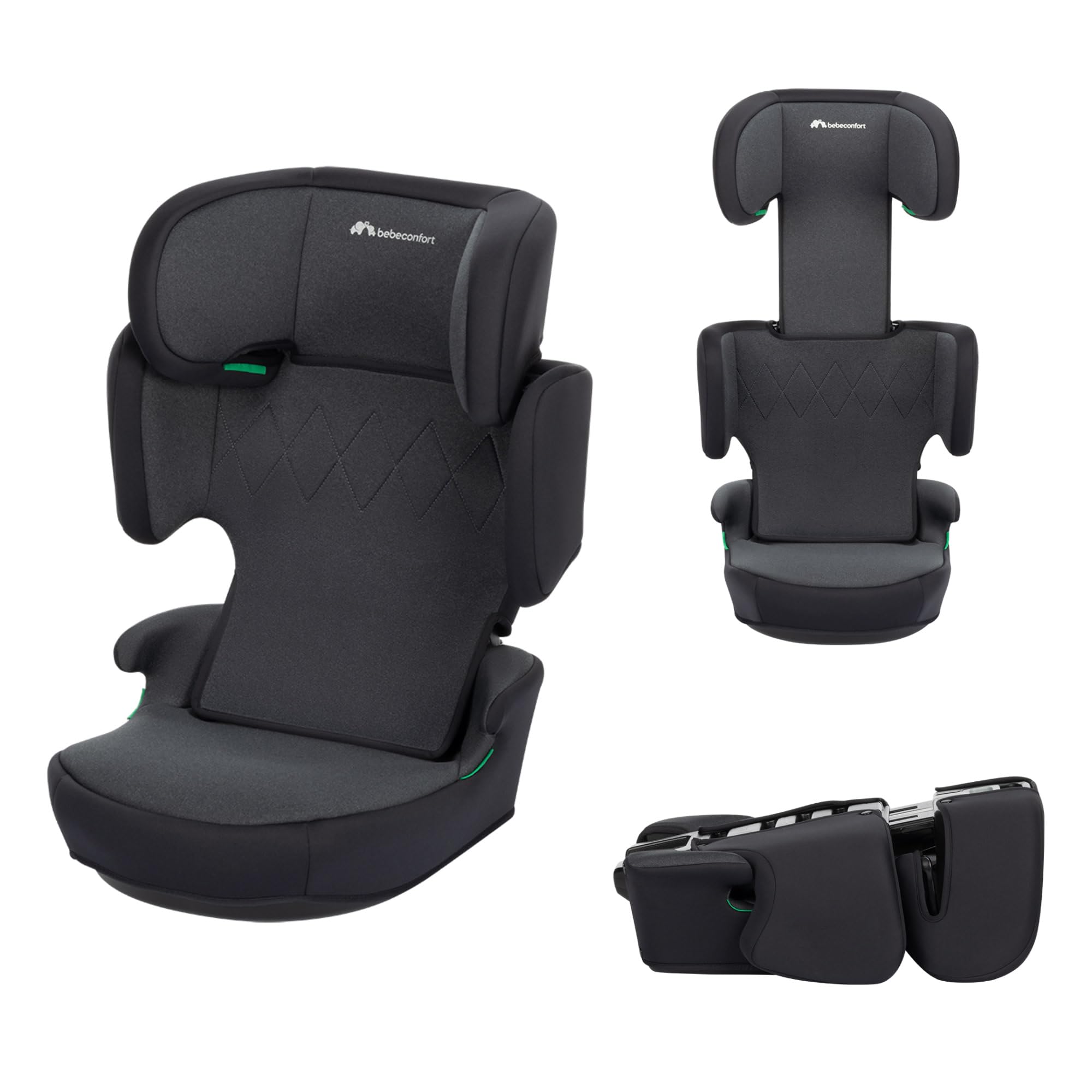 Bebeconfort RoadSafe i-Size, Silla de Coche, 3,5-12 años (100-150 cm), Alzador Coche Niño, Plegado & Ligero (3 kg), Instalación Cinturón Seguridad, 14 Posiciones Reposacabezas, Tinted Black