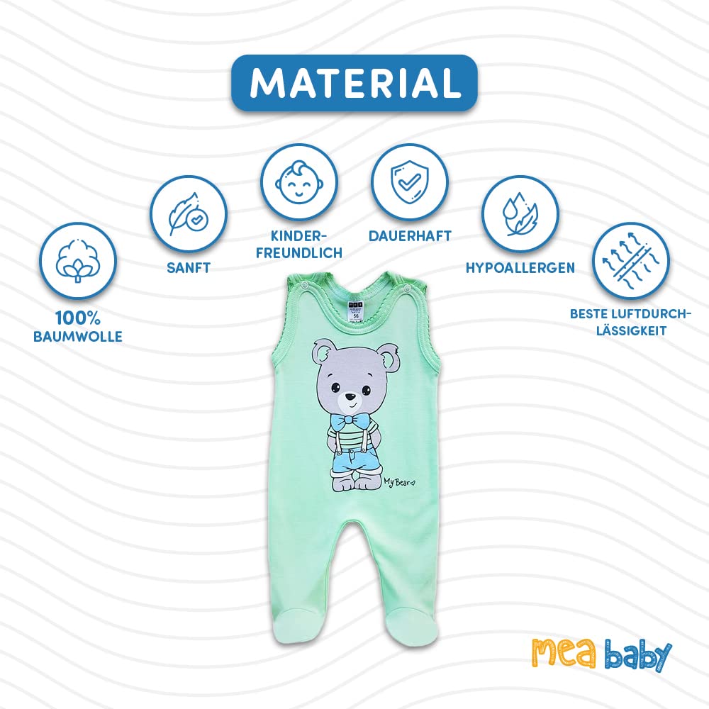 MEA BABY Pelele de bebé unisex con estampado 100% algodón en paquete de 5 unidades para bebé para niñas