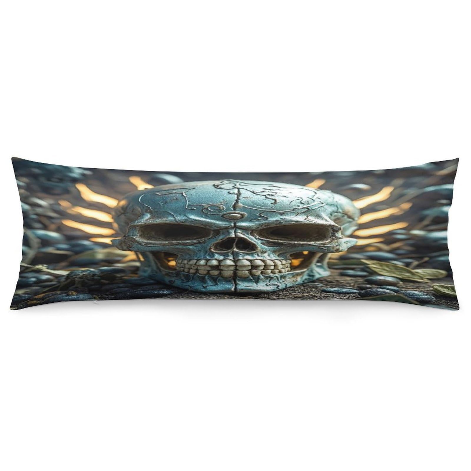 Cool Evil Skull Pillowcase Decorative Long Body Pillow Case Soft Breathable Body Pillow Cover Modern Large Pillowcase Cute Body Pillow Pillowcases for Bedroom Couch 18.9 X 53 Inch