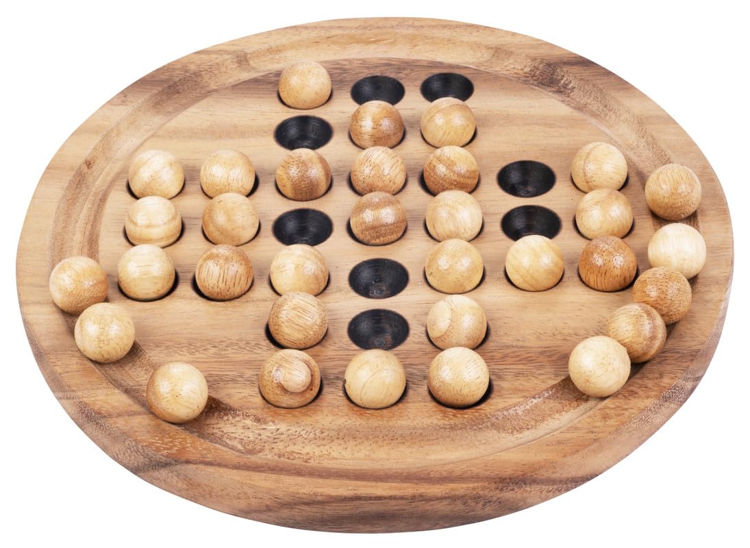 Engelhart - 350470 - Solitaire Écologique - Casse-Tête 33 Billes - Jeu de Réflexion - Taille L - 1 Joueur - À Partir de 6 Ans - Jeux en Bois