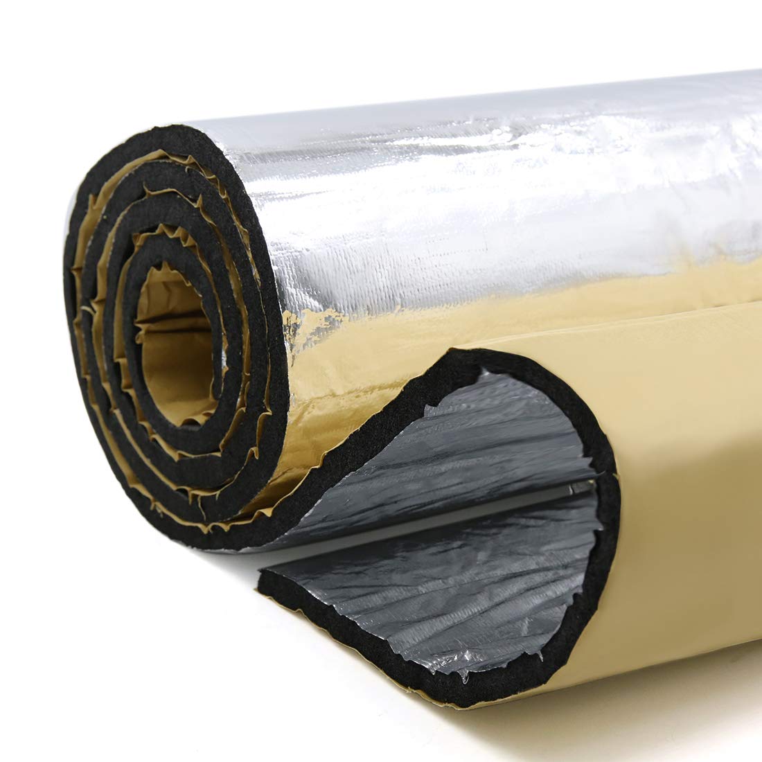 sourcing map 300x100cm Aislante Térmico Lámina Insonorizante Forro Papel Adhesivo 10mm De Espesor Espuma Aislante Acústico Insonorización Coche 3㎡