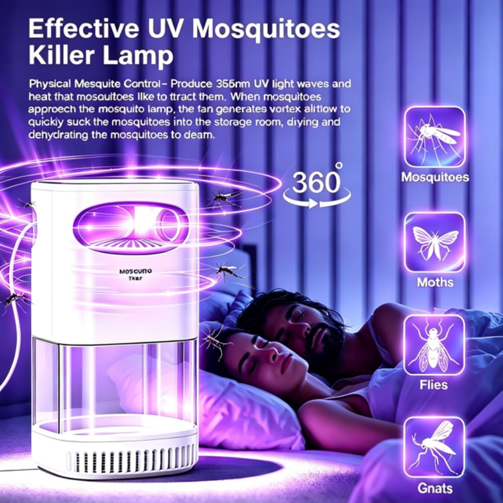 Insektenvernichter Elektrisch, Mückenlampe, USB Mückenfalle, Fliegenfalle geeignet für Wohnzimmer und Schlafzimmer, Hof, Camping und Reisen
