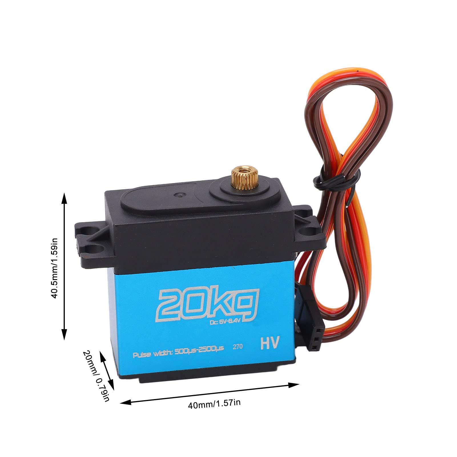 20 kg Servo RC digital de alto par con engranaje de metal para coches RC a escala 1/10 1/12 Robots y barcos Carcasa de aluminio 40 x 20 x 40 5 mm Paquete de 4