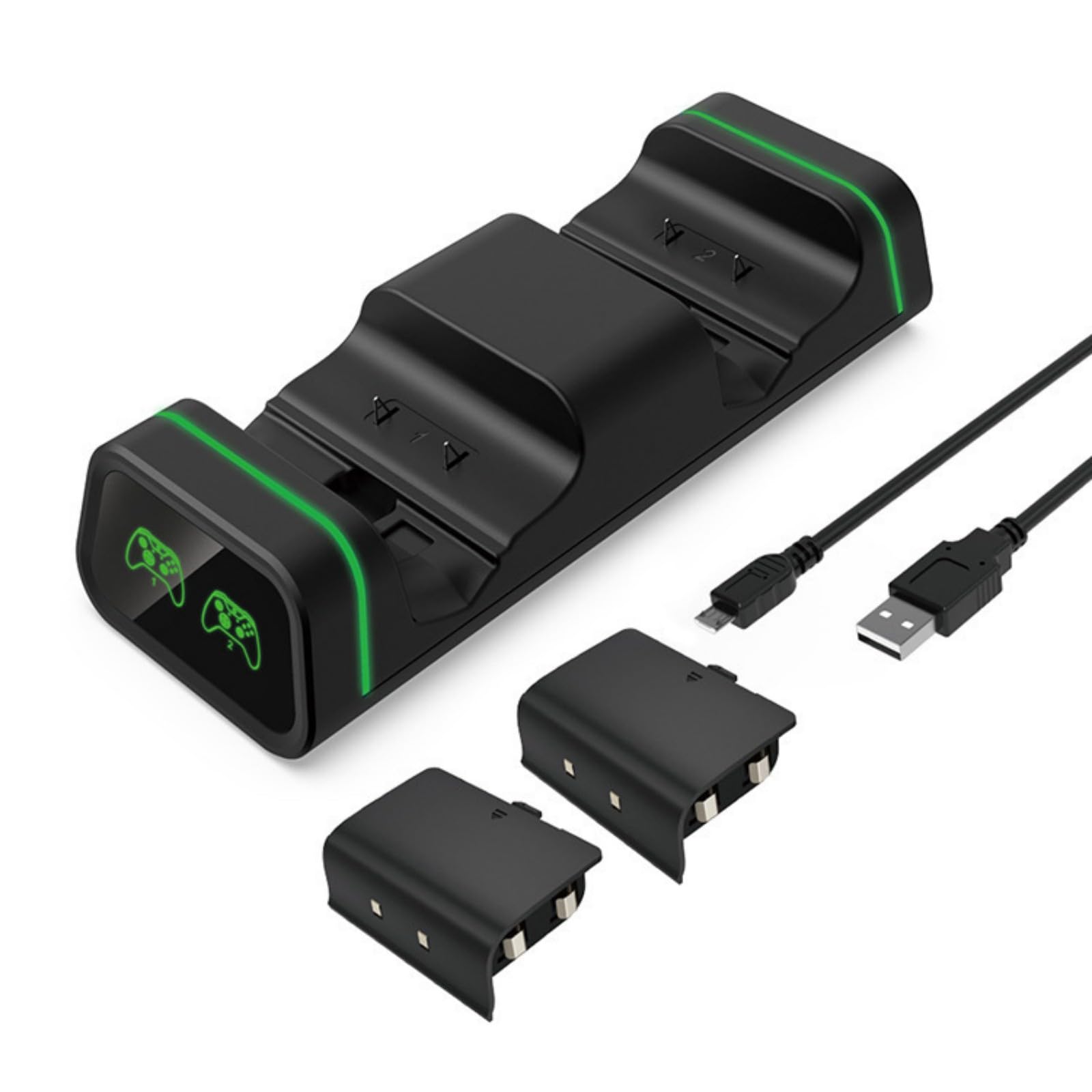 1 set doppio controller stazione di ricarica per controller X1S/X1X con 2 pacchi batteria ricaricabile