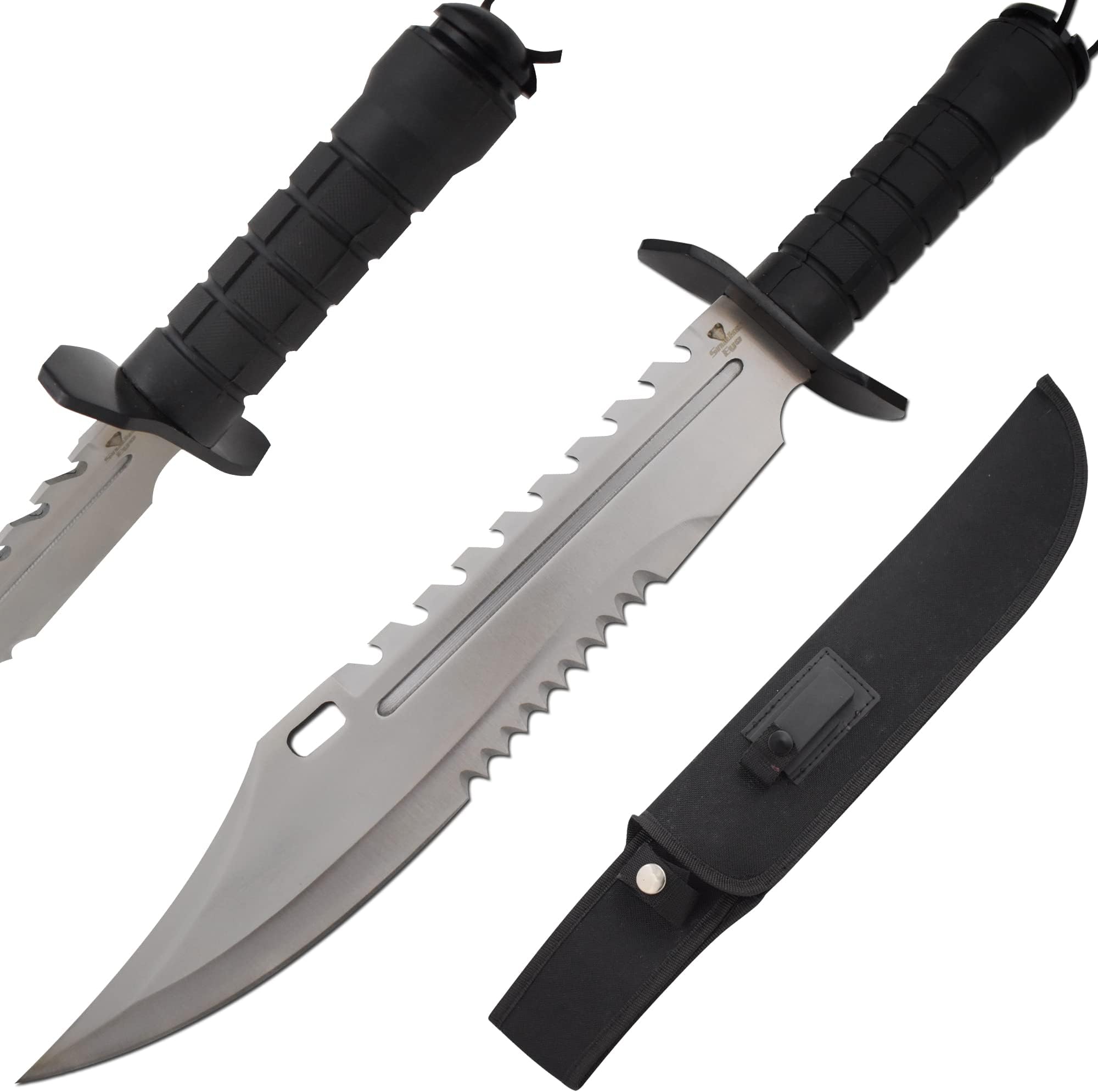 Fix Blade Rambo Style Survival Hunting Outdoor Knife With Nylon Sheath (Black)