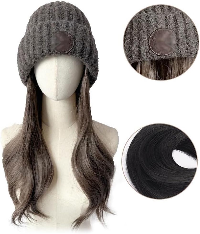 Wig Cap Women's Wig Cap, Wavy Long Hair Wig Cap, Knitted Cap, Suitable for Daily Theme Parties, Concerts, Dates Hair Extension Cap (Color : 01)