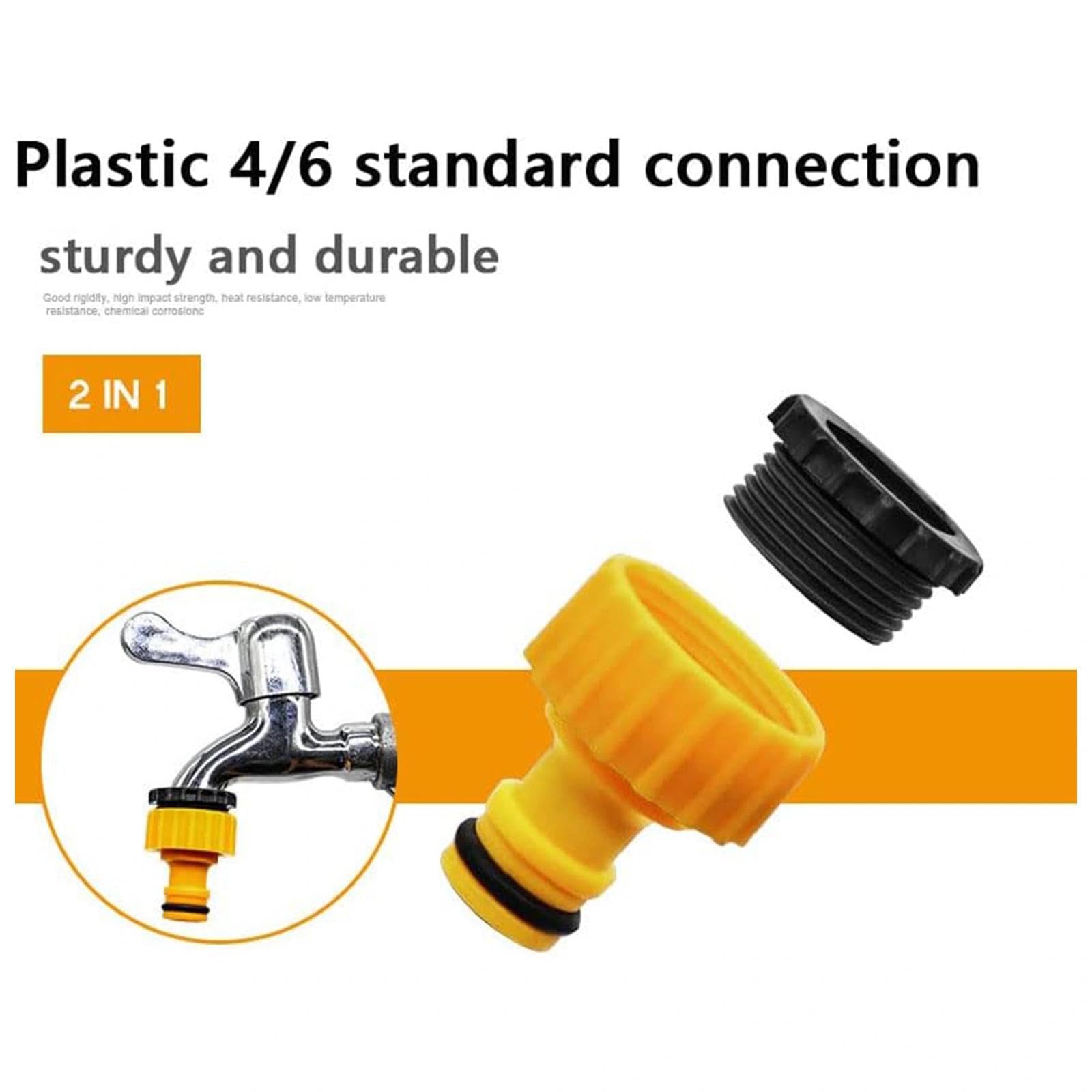 Aczyqws 2 Pack Hose Tap Connector 3/4 inch and 1/2 inch BSP 2in1 Plastic Outdoor Graden Hose Tap Connector Threaded Faucet Adapter - Image 4