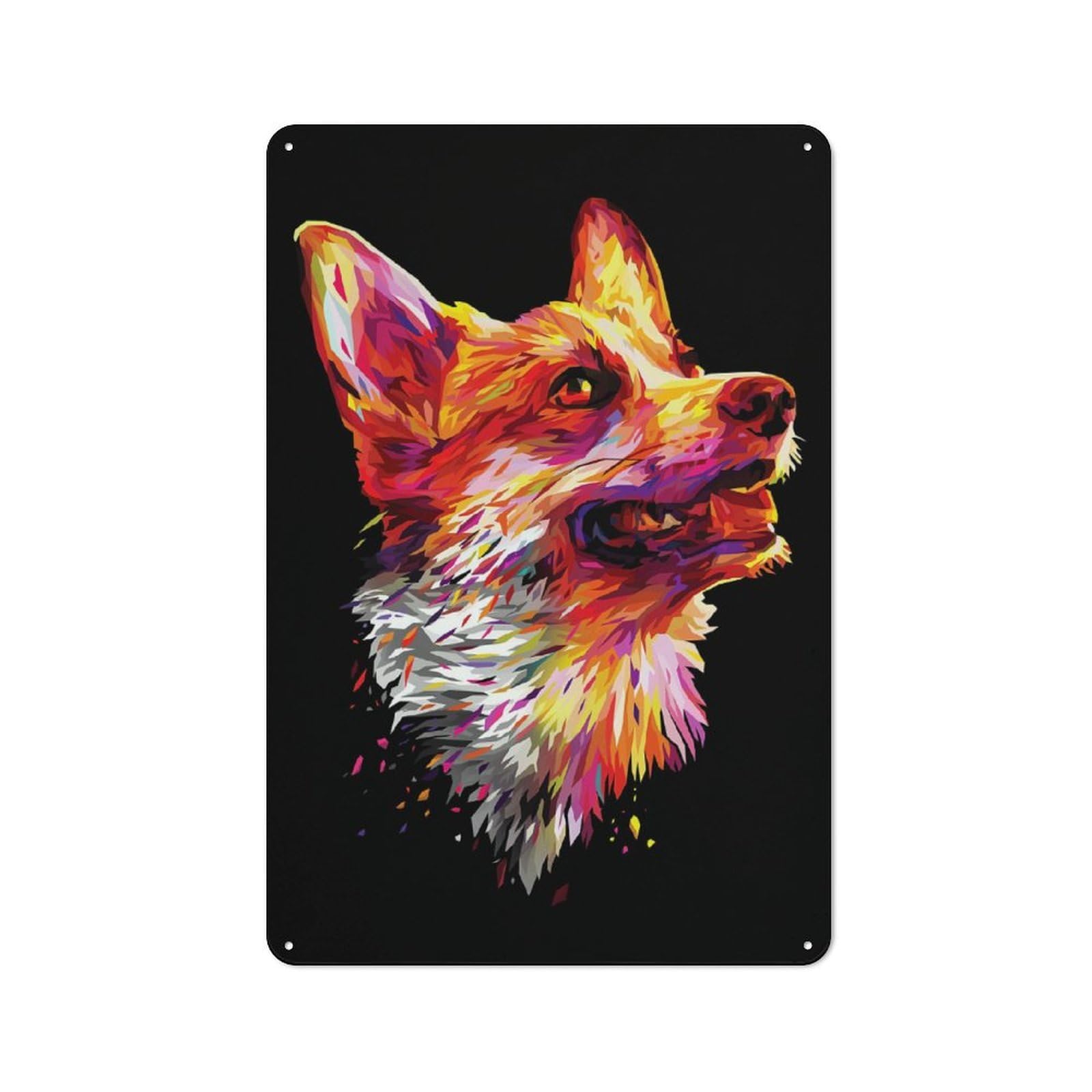 Junmoney Corgi Dog Abstract Understated Metal Wall Decor 30X20cm, Decorative Metal Sign For Workspace, Cafe, Shop Or Desk Area