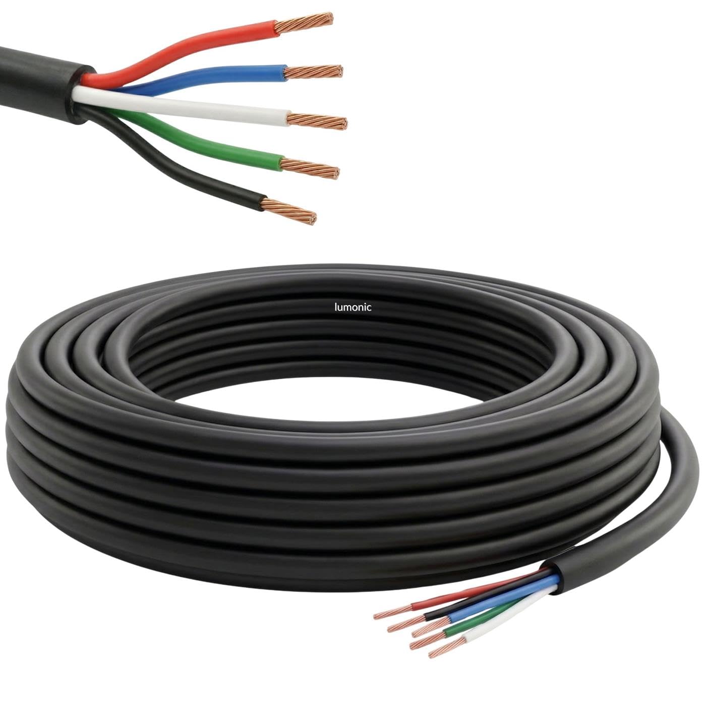 Lumonic 4x0,34mm² RGB LED Controlelijn 20m | ommantelde 4-aderige flexibele kabel | LiYY Uitbreiding, Stroomkabel, LED toevoerleiding, Bedieningskabel