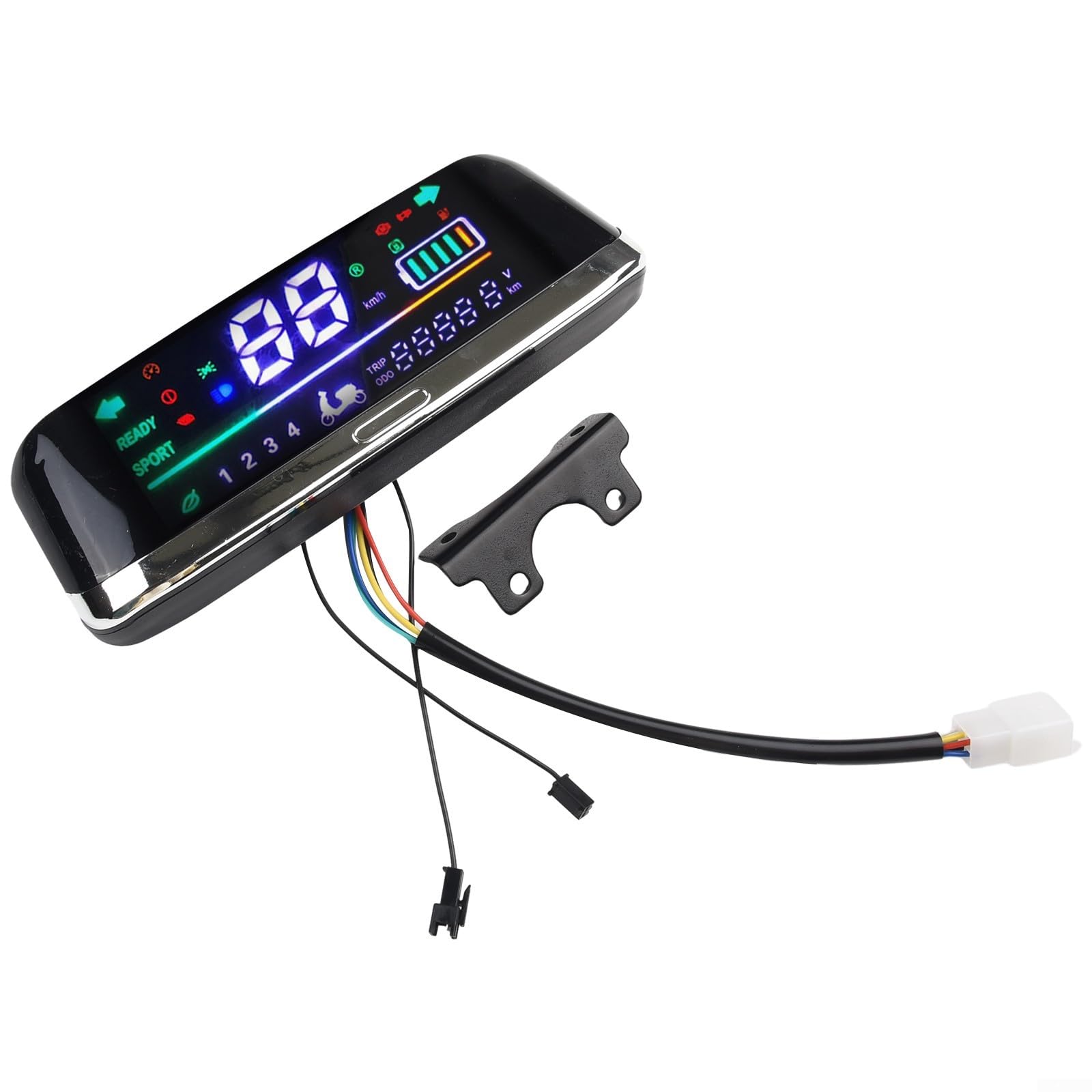 Electric Bike LCD Display,48-72V Wide Screen Speedometer for Ebike Scooter Motor Digital Meter Tram Assembly with 6-Pin Interface(Without Windshield)