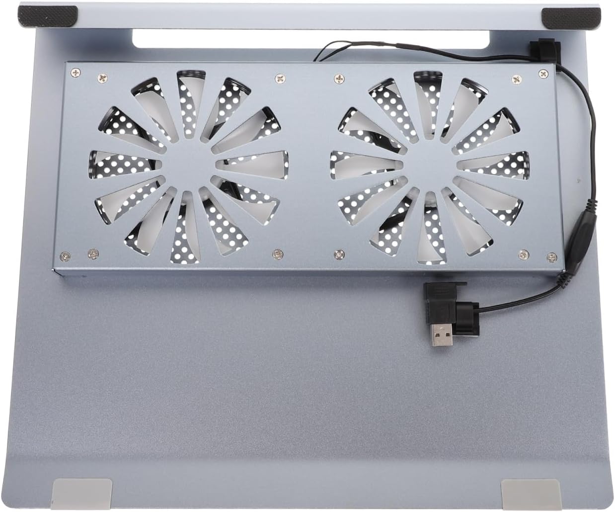 Uonlytech Aluminum Alloy Laptop Cooling Pad Stand with Fan Cooler, Ventilated Notebook Cooler for Gaming Laptops, Portable Gray Cooling Support for Overheating Prevention
