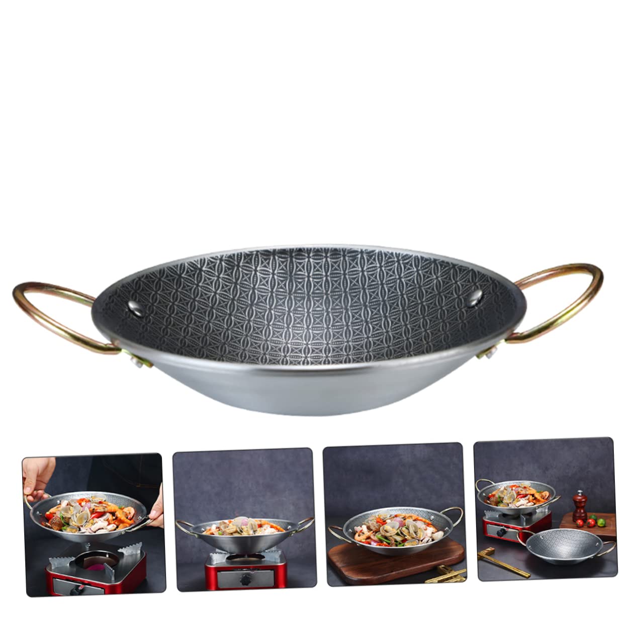 Zerodeko Padella Paella in Acciaio Inox Doppio Manico per Cucina