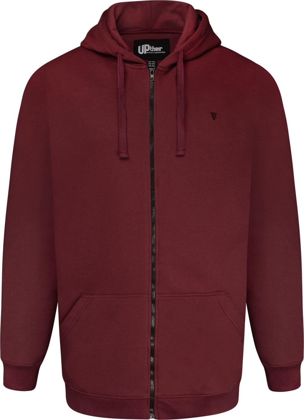 Uptheir Mens Ant Full Zip Logo Hoodie - Red - 6XL