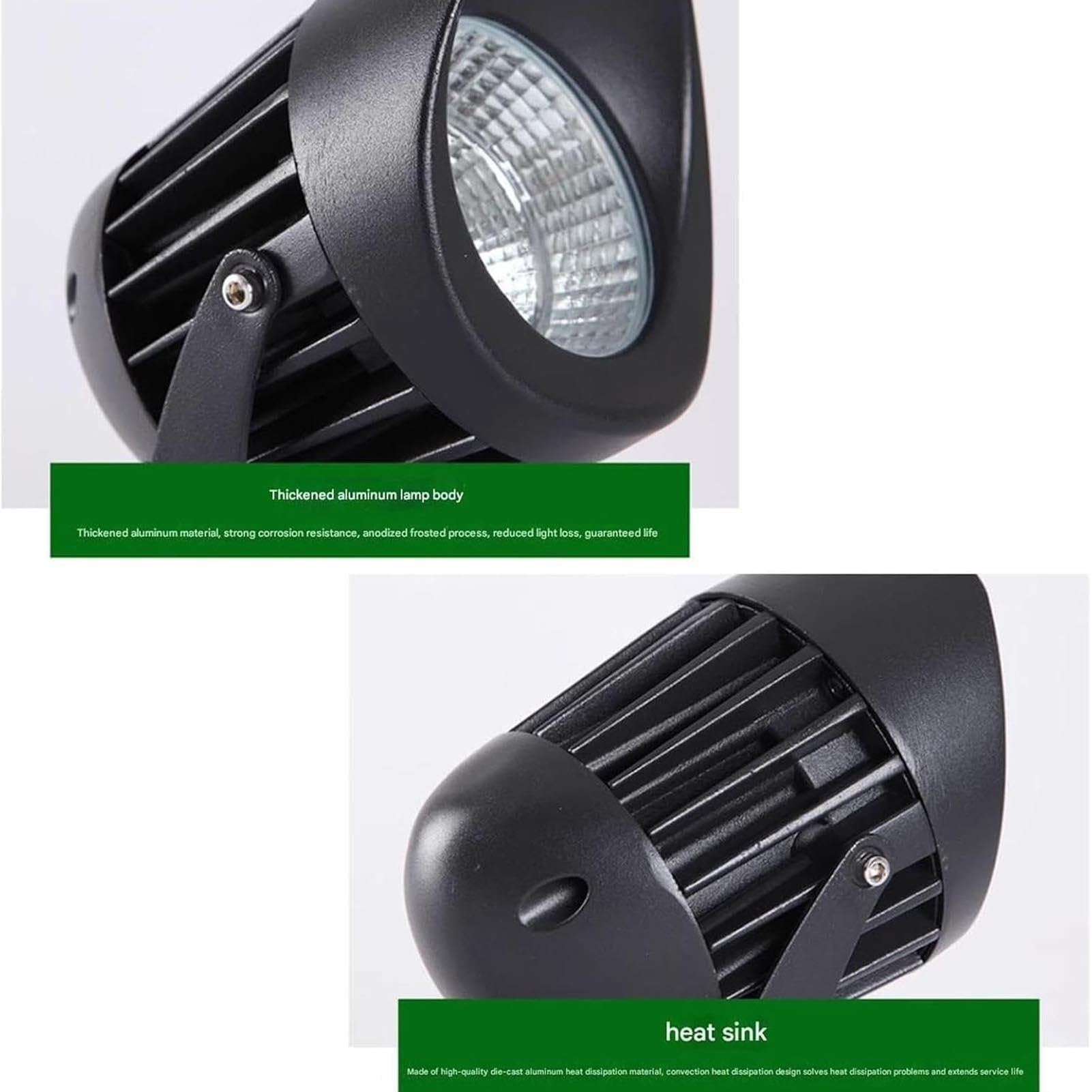 Zewnętrzne reflektory LED do zabudowy (220 V), wodoodporne diody LED IP65 do drzew, reflektory COB do ogrodów, willi, dziedzińców i trawników, oświetlenia krajobrazu (Red, 20 w)