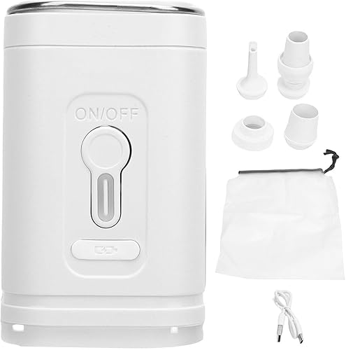 Bomba de aire para inflables, bomba de aire portátil, inflador eléctrico recargable con 5 boquillas para colchones inflables, anillos de natación