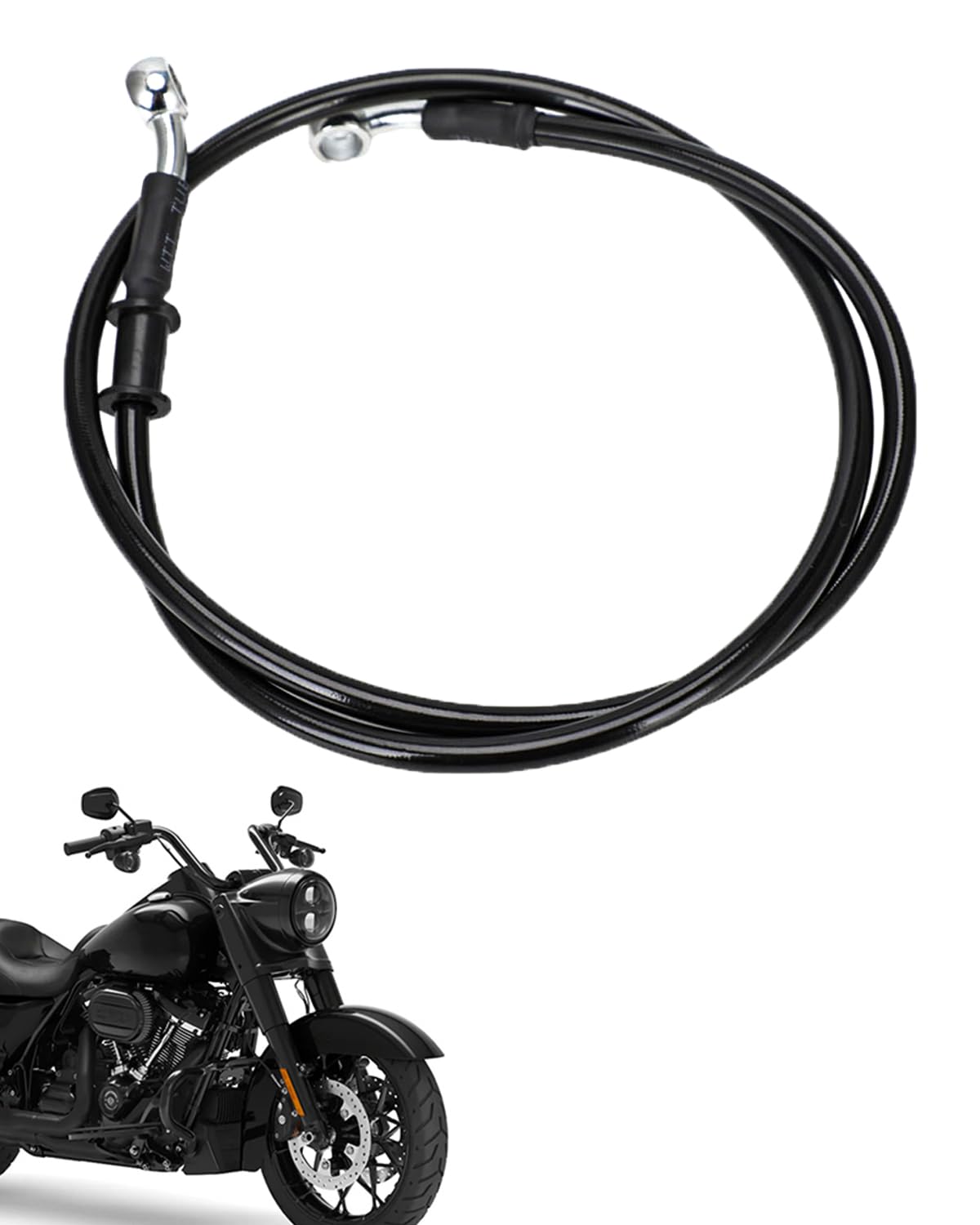 JFG RACING 43.3"/110cm Motorcycle Hydraulic Brake Line Hose for Dirt Pit Bike Enduro Motocross Street Bikes Etc. Banjo Diameter 0.39"/10mm, Black